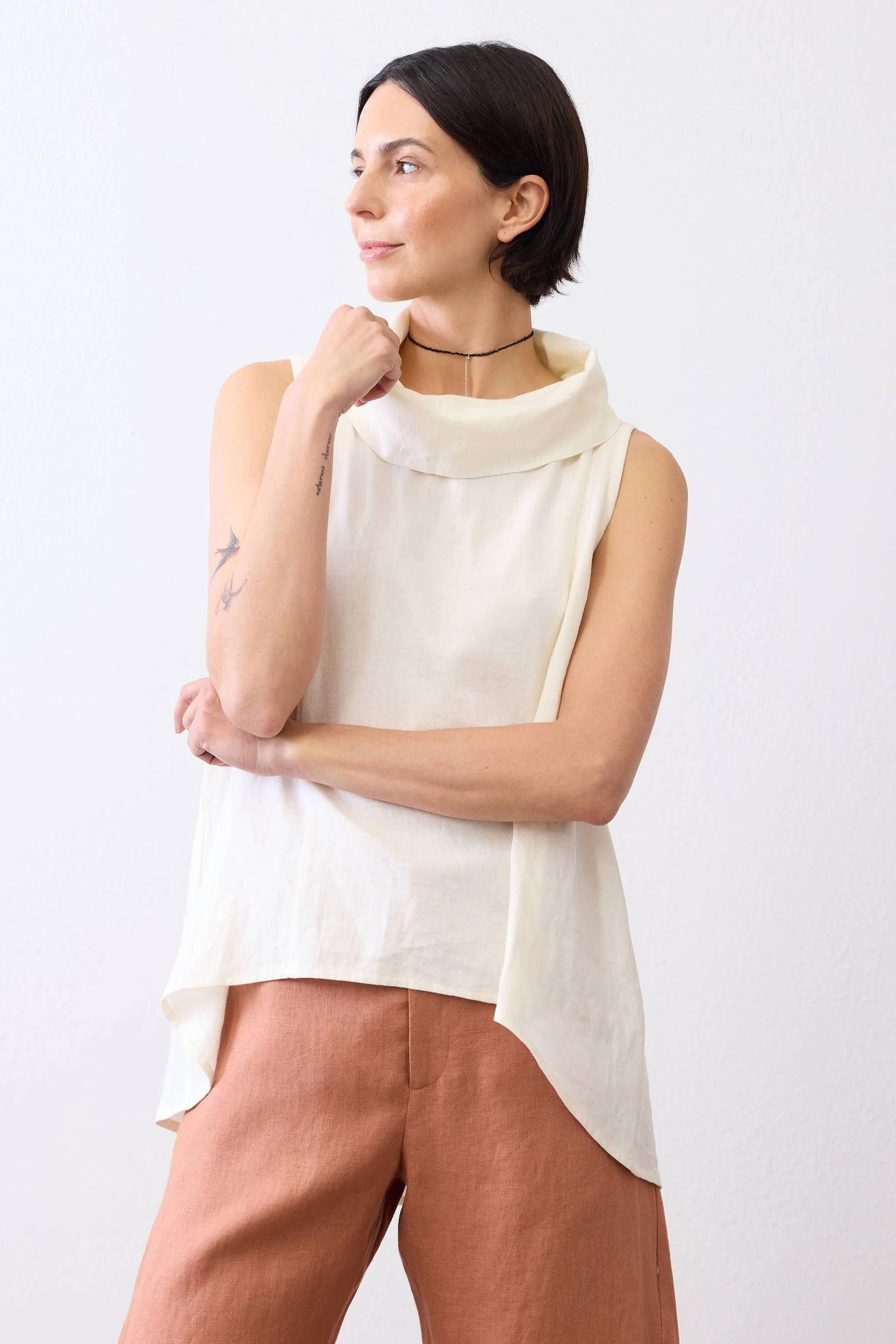 Draped Neck Linen Tunic Product Image