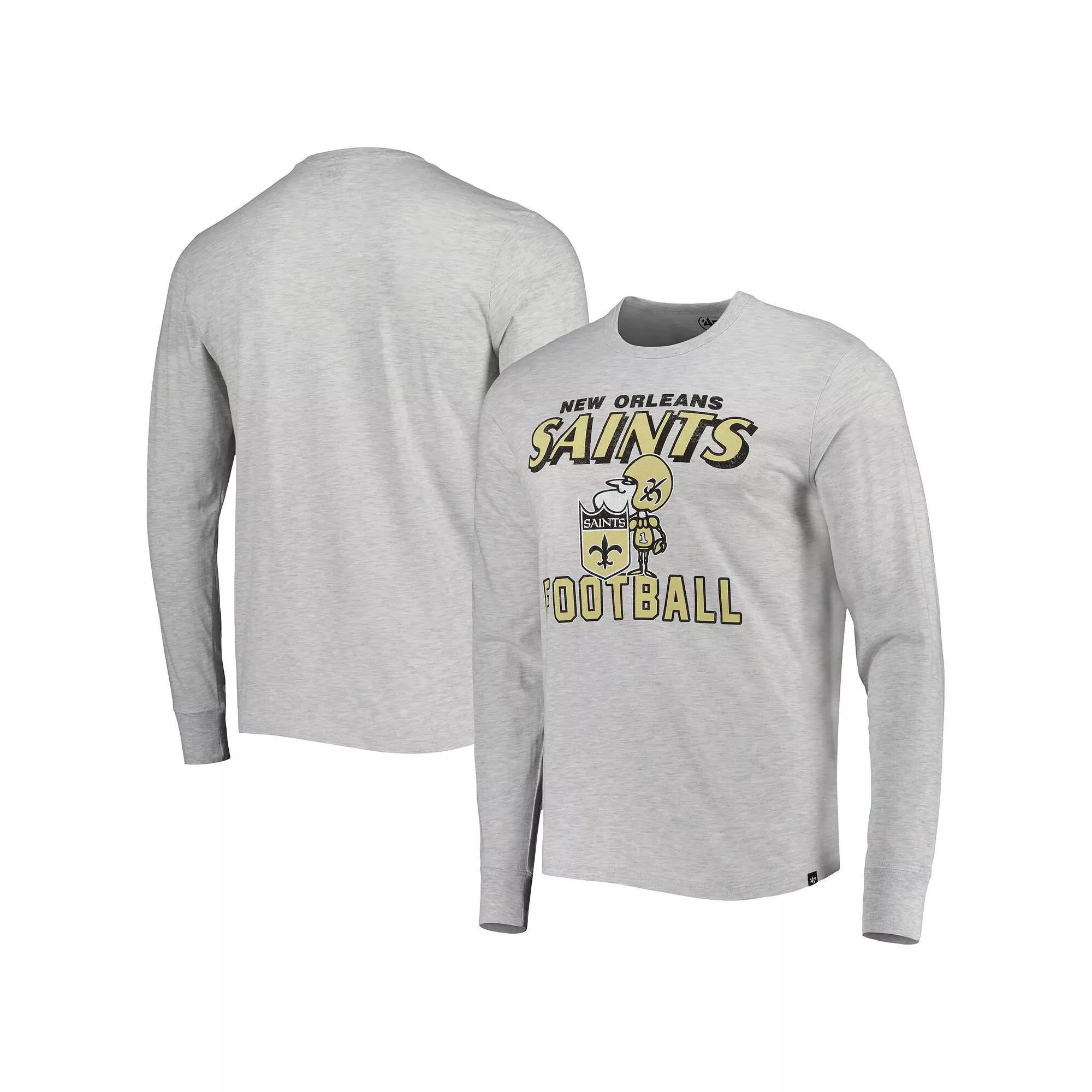 Men's '47 Heathered Gray New Orleans Saints Dozer Franklin Long Sleeve T-Shirt,  Product Image