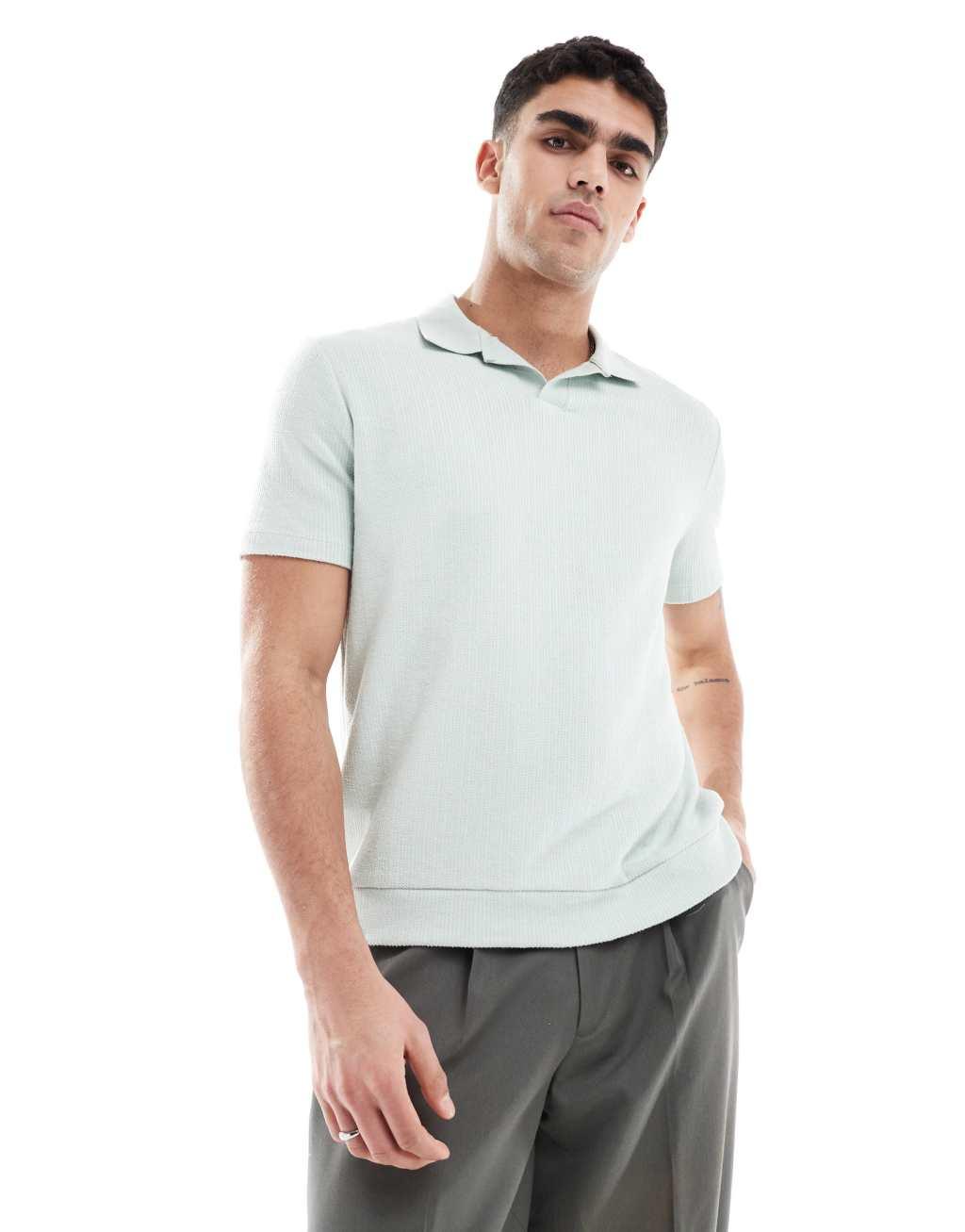 Bershka jersey polo in mint  Product Image