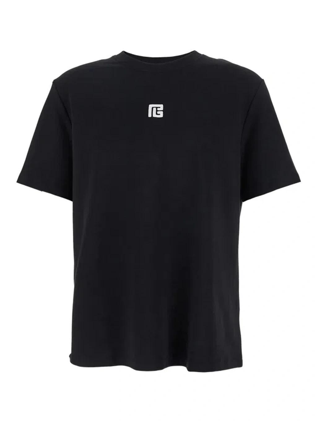 BALMAIN Logo-embroidered Crew-neck T-shirt In Black Product Image