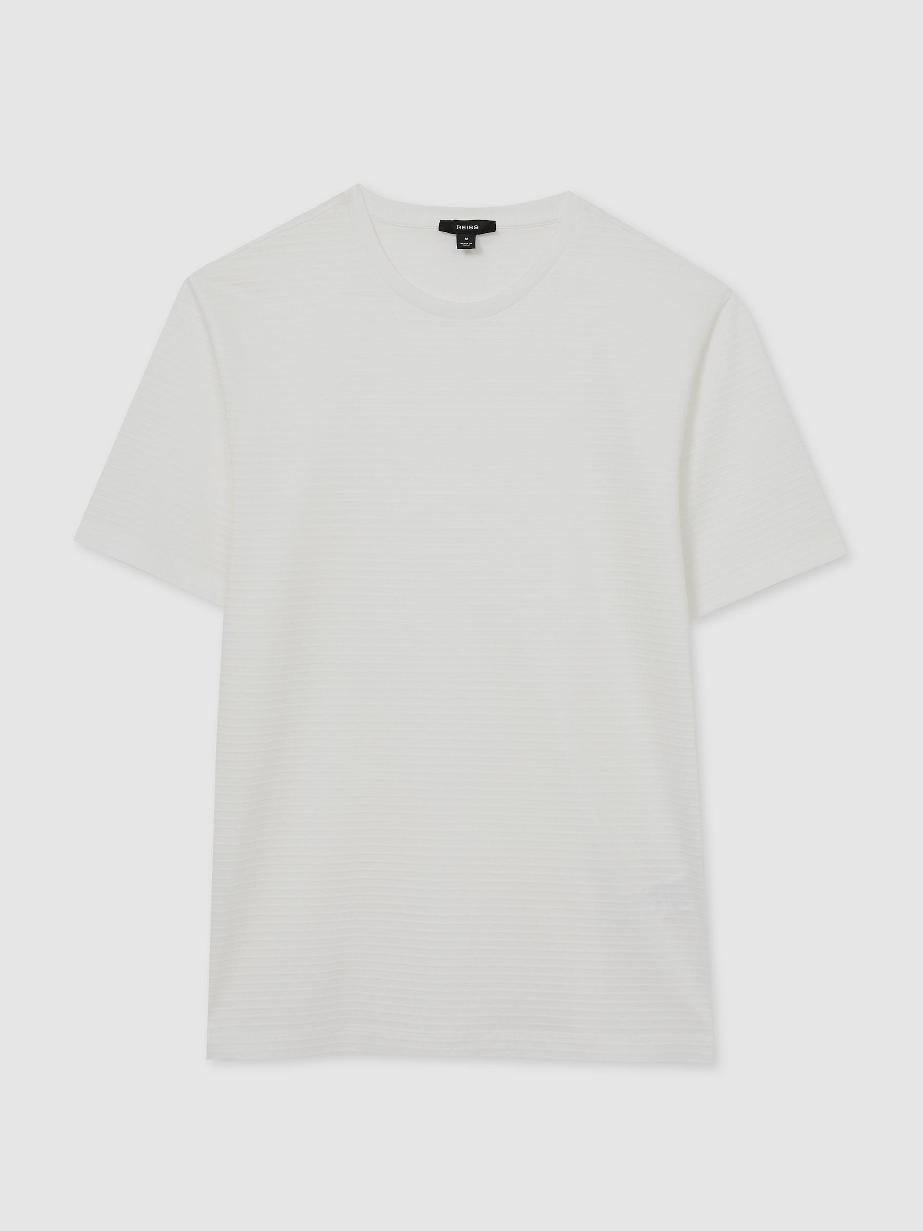 Mercerised Cotton Ribbed T-Shirt in White Product Image