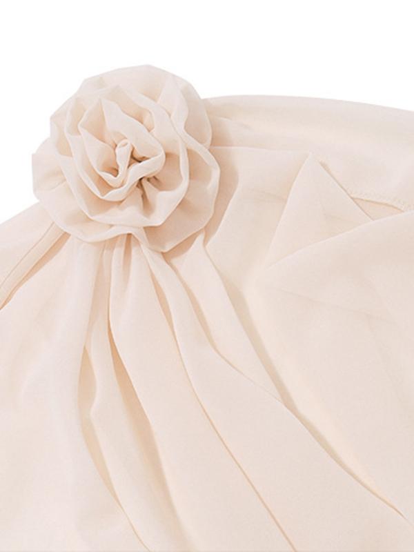 One Shoulder Flower Decoration Long Sleeves Shirts Product Image