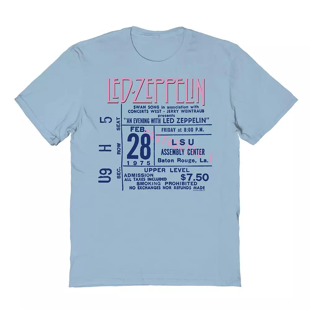 Men's Led Zeppelin Pink Graphic Tee, Size: XXL, Light Blue Product Image