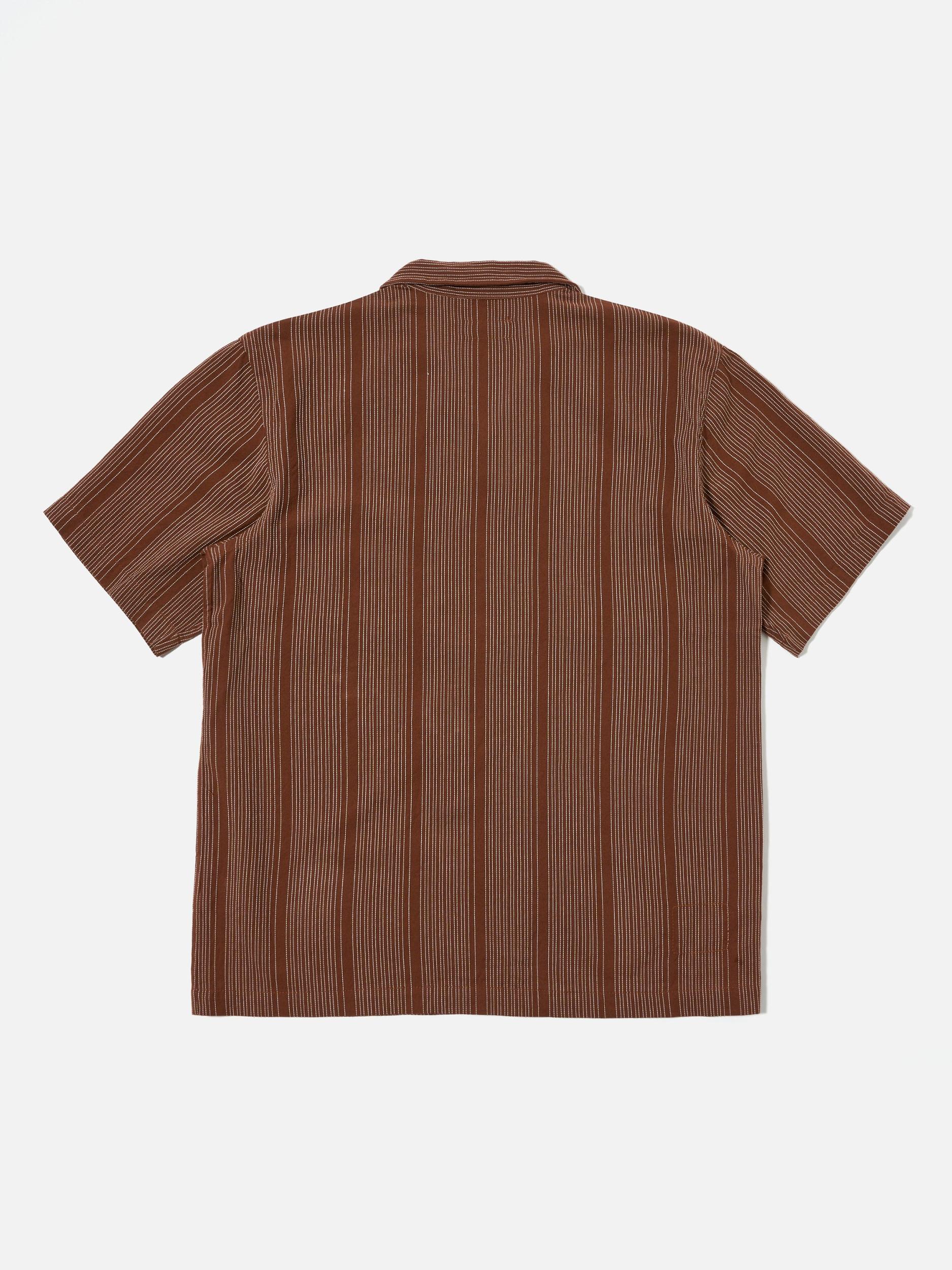 Universal Works Sal Road Shirt in Brown Kantha Stripe Product Image