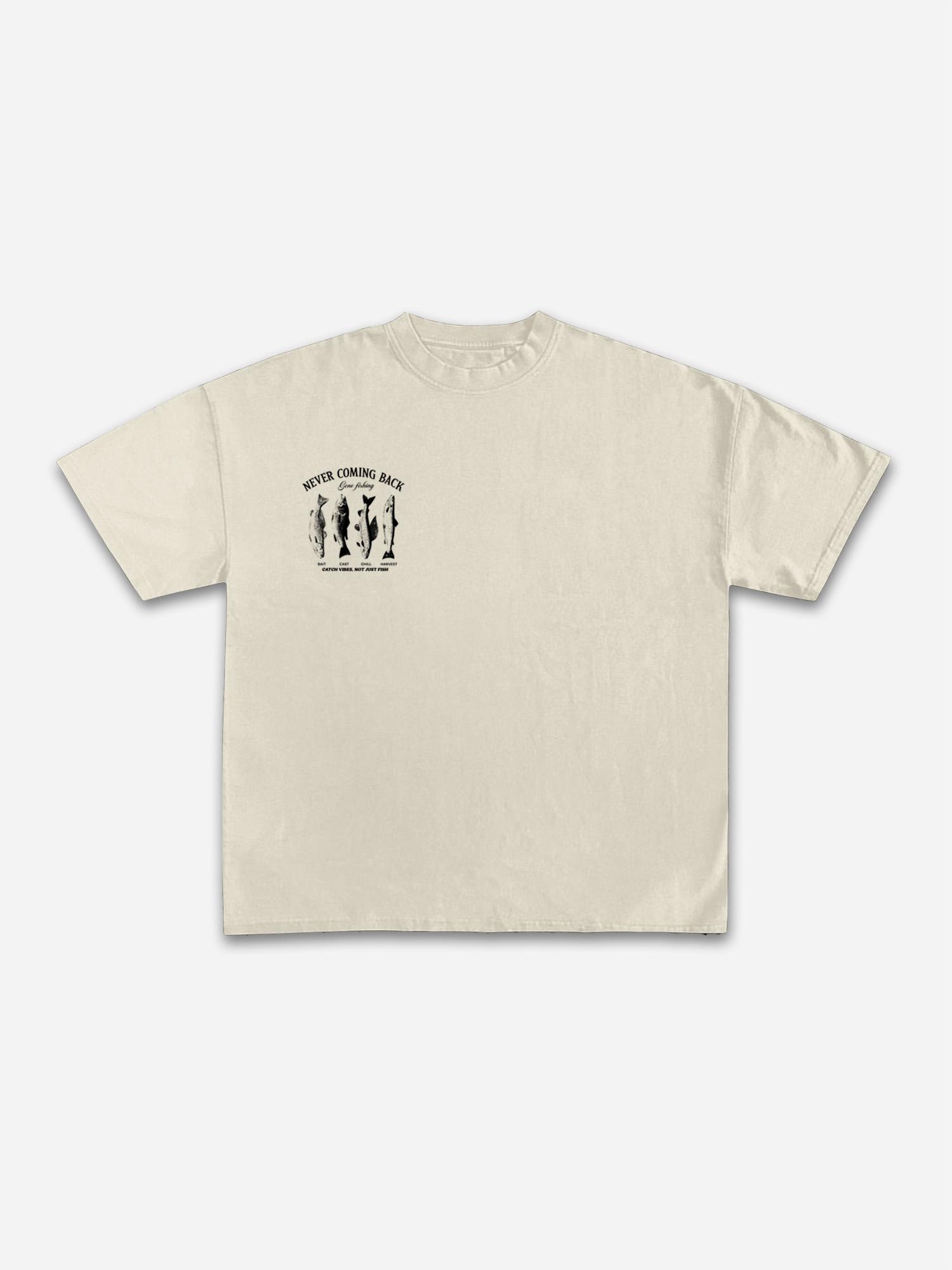 Vacation Wear Guide Vintage Sea Fishing Graphic Cotton T-shirt Product Image