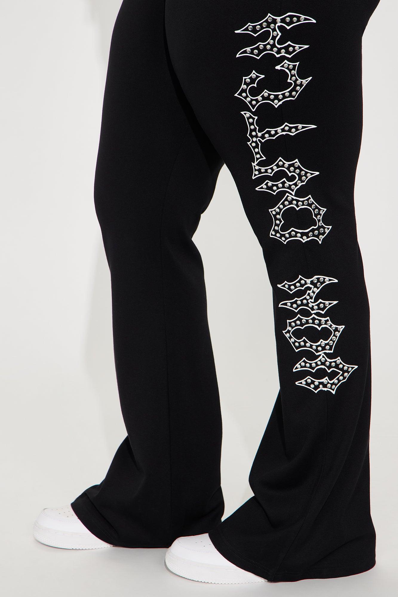 Von Dutch Fire Racer Rhinestone Flared Pant - Black Product Image