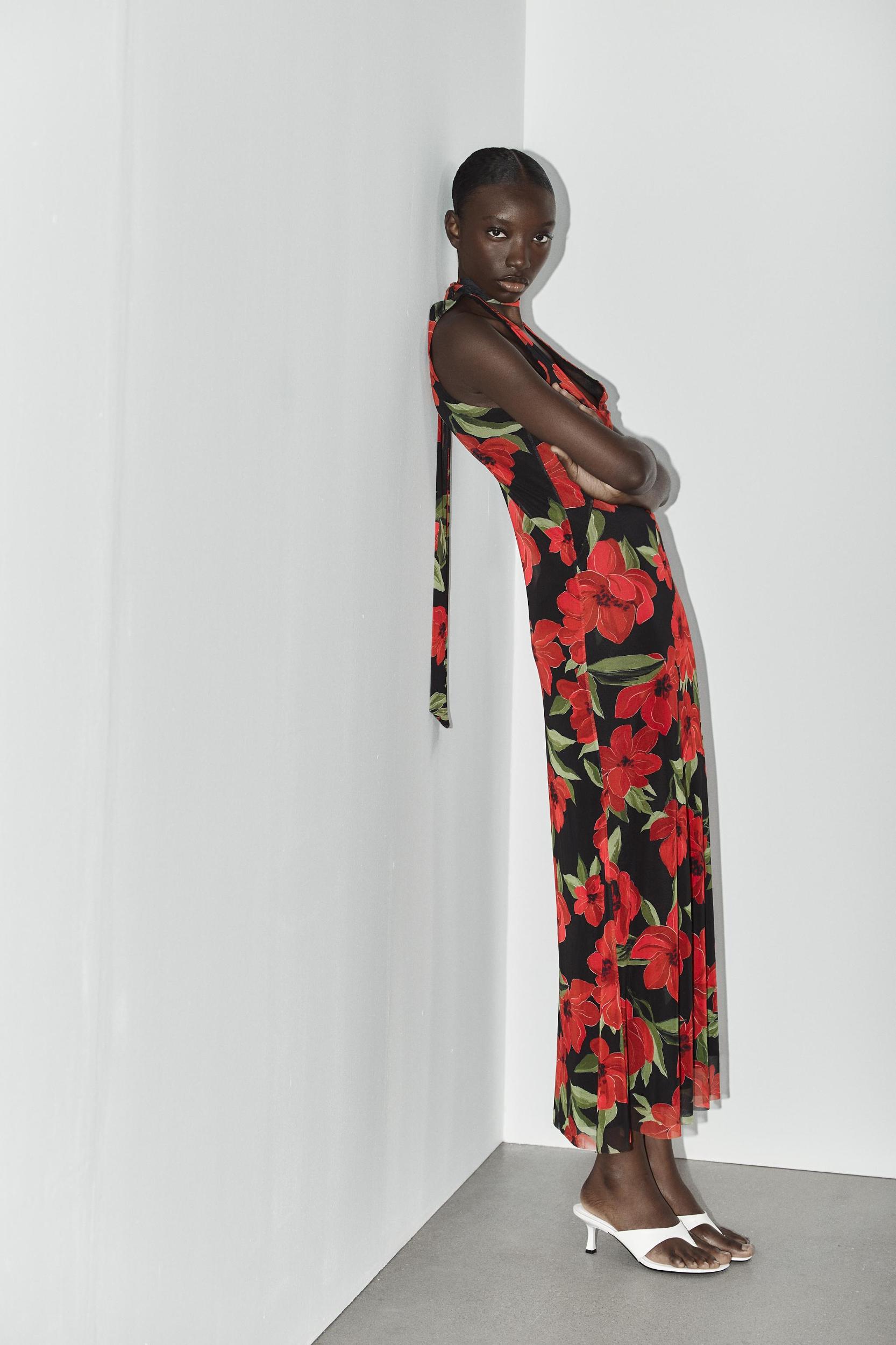 FLORAL PRINT TULLE SCARF DRESS Product Image