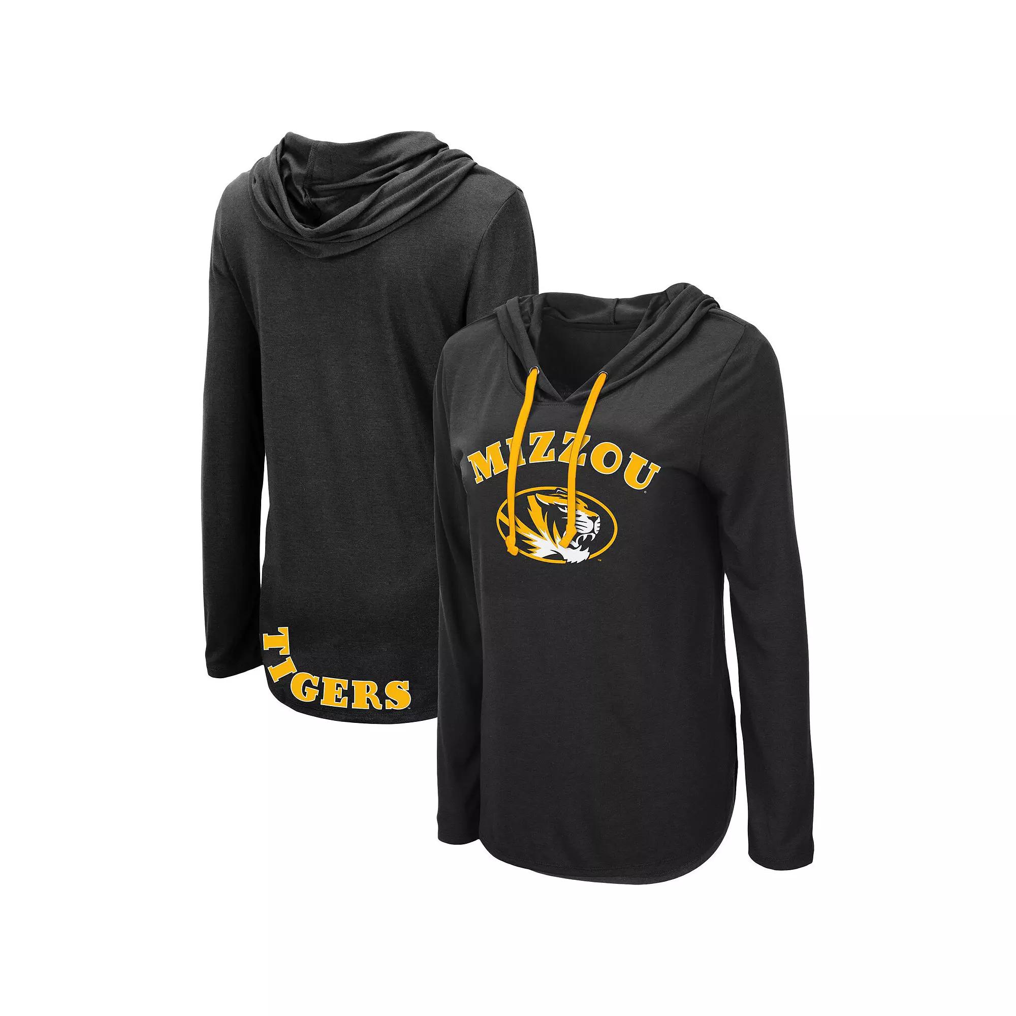 Women's Colosseum Black Missouri Tigers My Lover Lightweight Hooded Long Sleeve T-Shirt,  Product Image