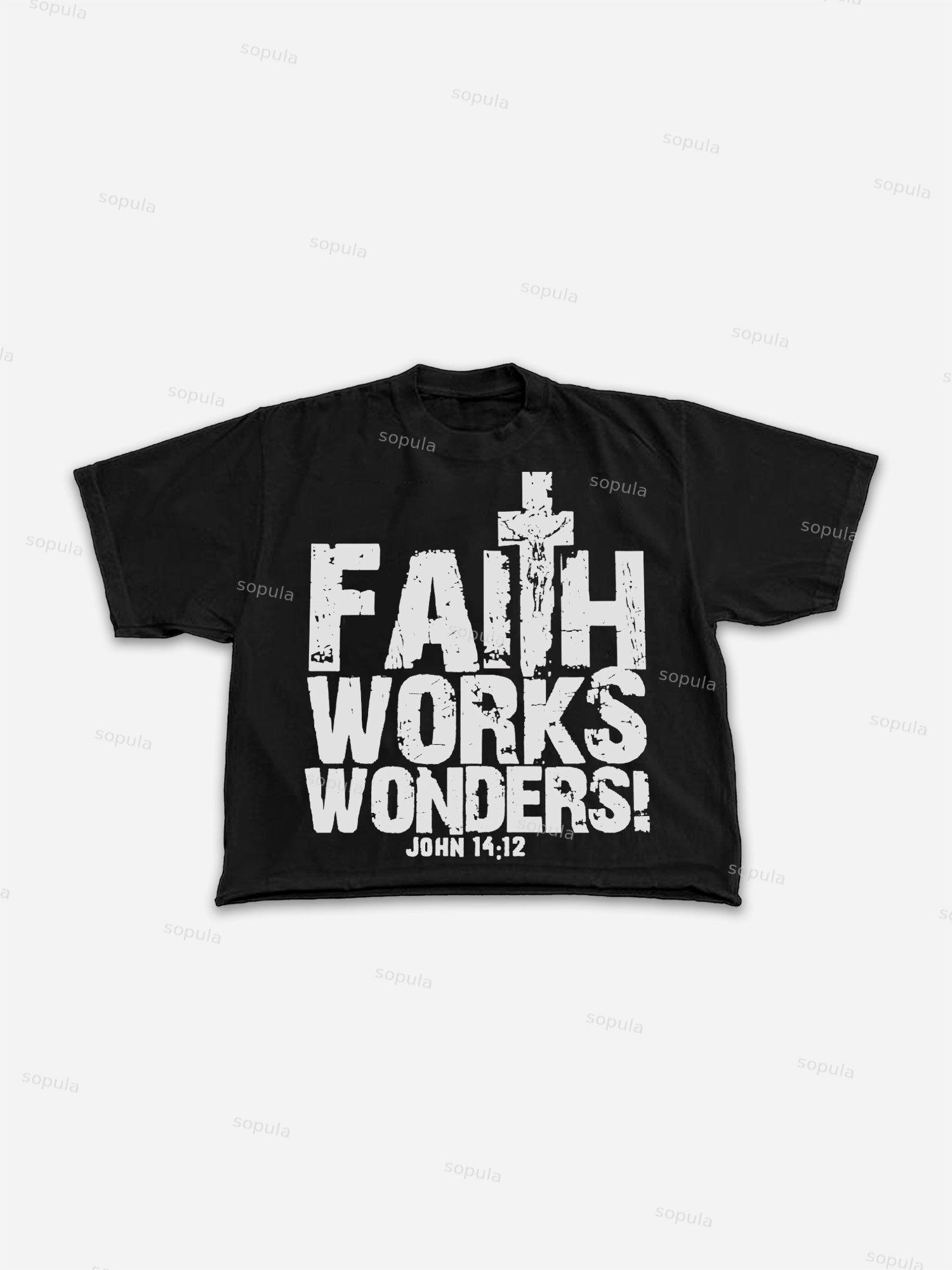 Faith Works Wonders Vintage Graphic Cropped T-shirt Product Image