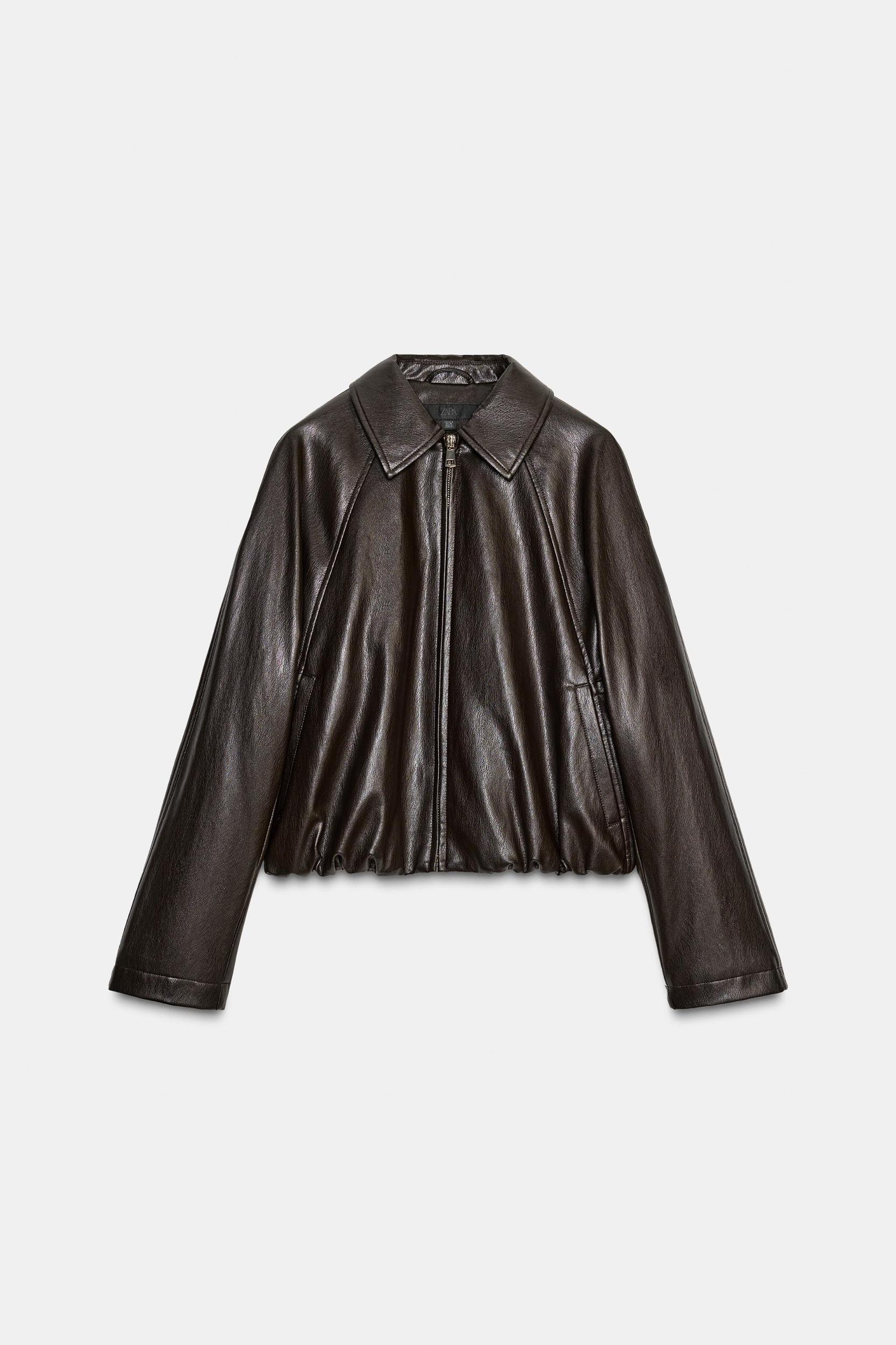 FAUX LEATHER BOMBER JACKET Product Image