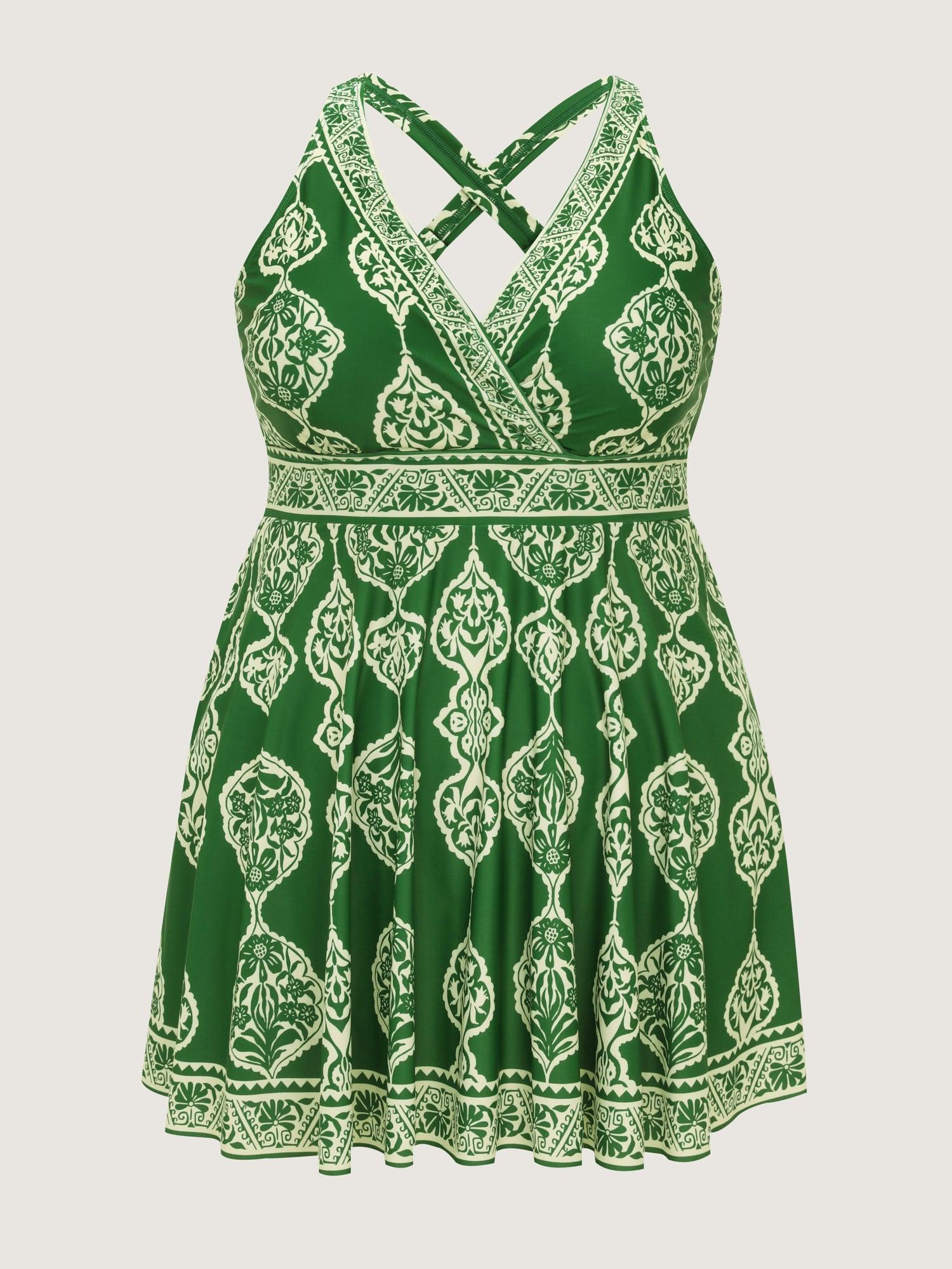 Geometric Print Pocket Swim Dress Female Product Image