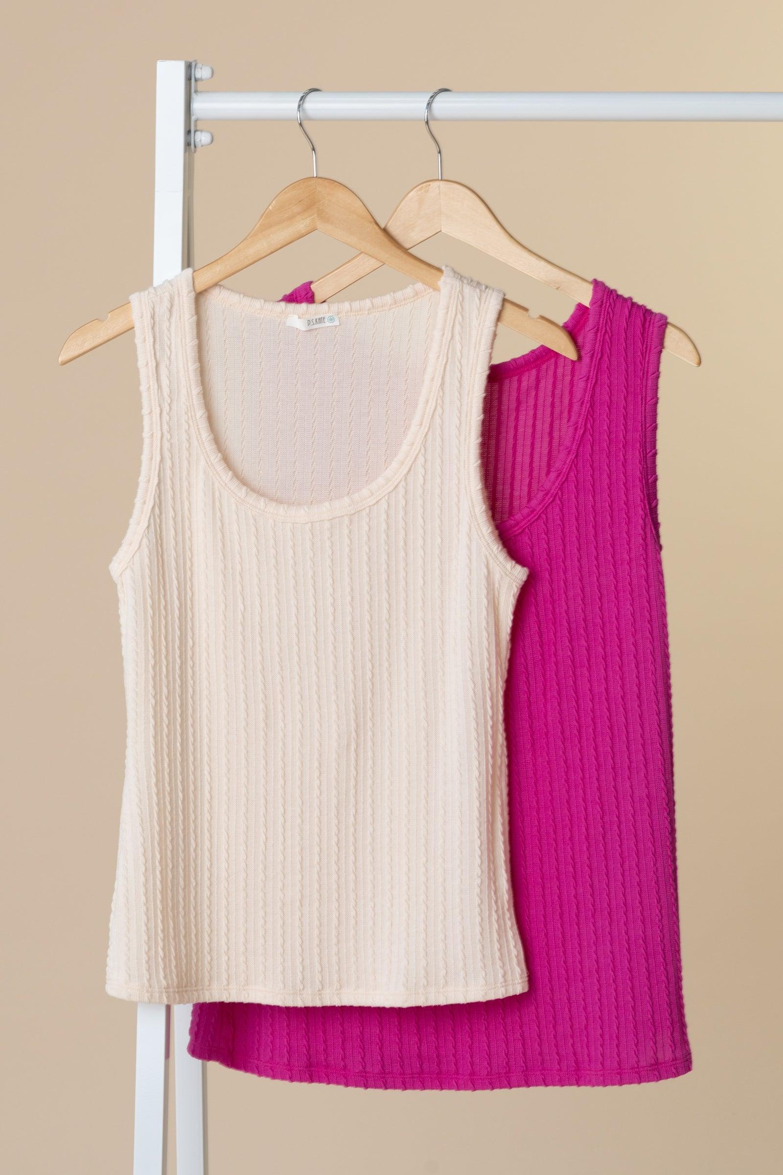 Textured U-Neck Tank Top Product Image