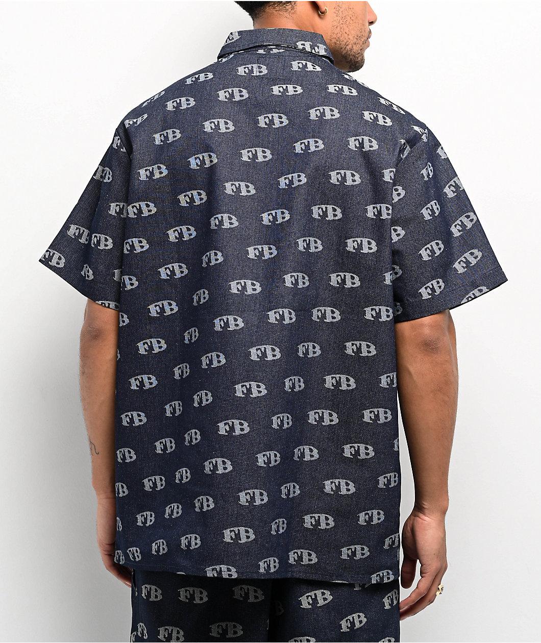 FB County All Over Print Blue Half Zip Short Sleeve Shirt Product Image