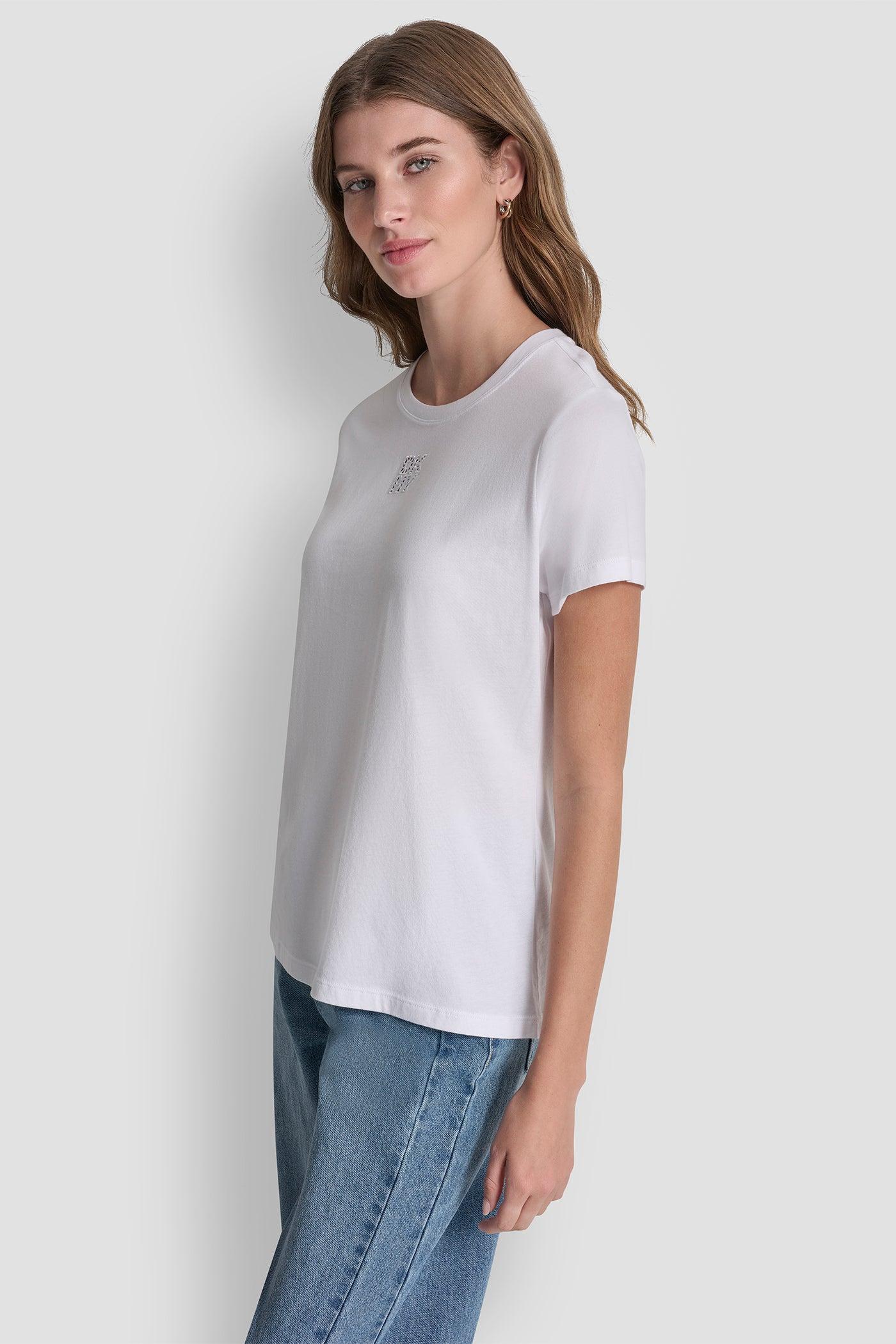 DKNY STACKED EYELET LOGO TEE Product Image