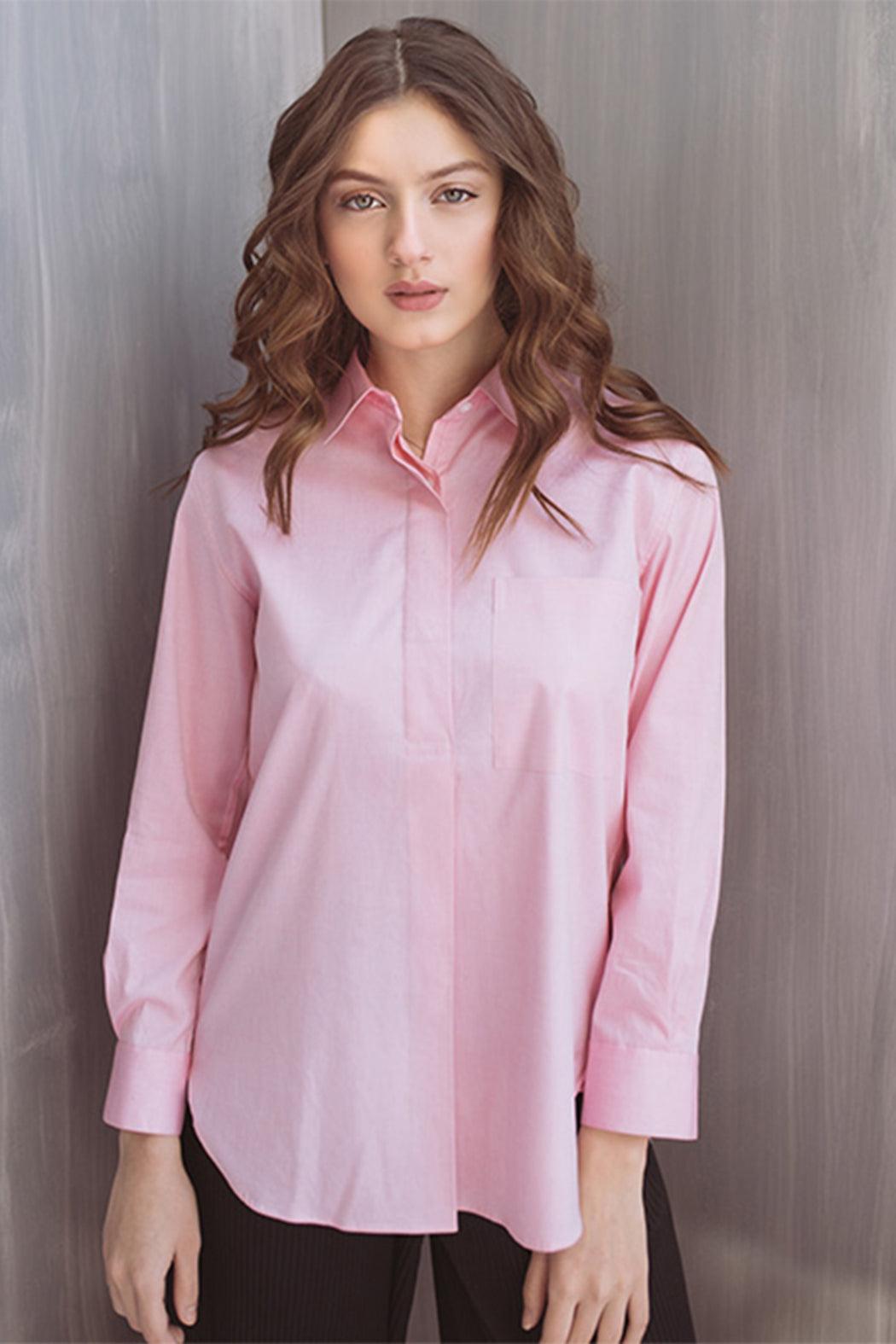 PINK POPVER SHIRT WITH FRONT PLEAT Product Image