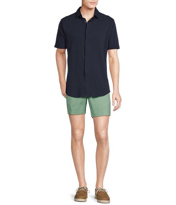 Cremieux Blue Label Solid Seersucker Short Sleeve Coatfront Shirt Product Image