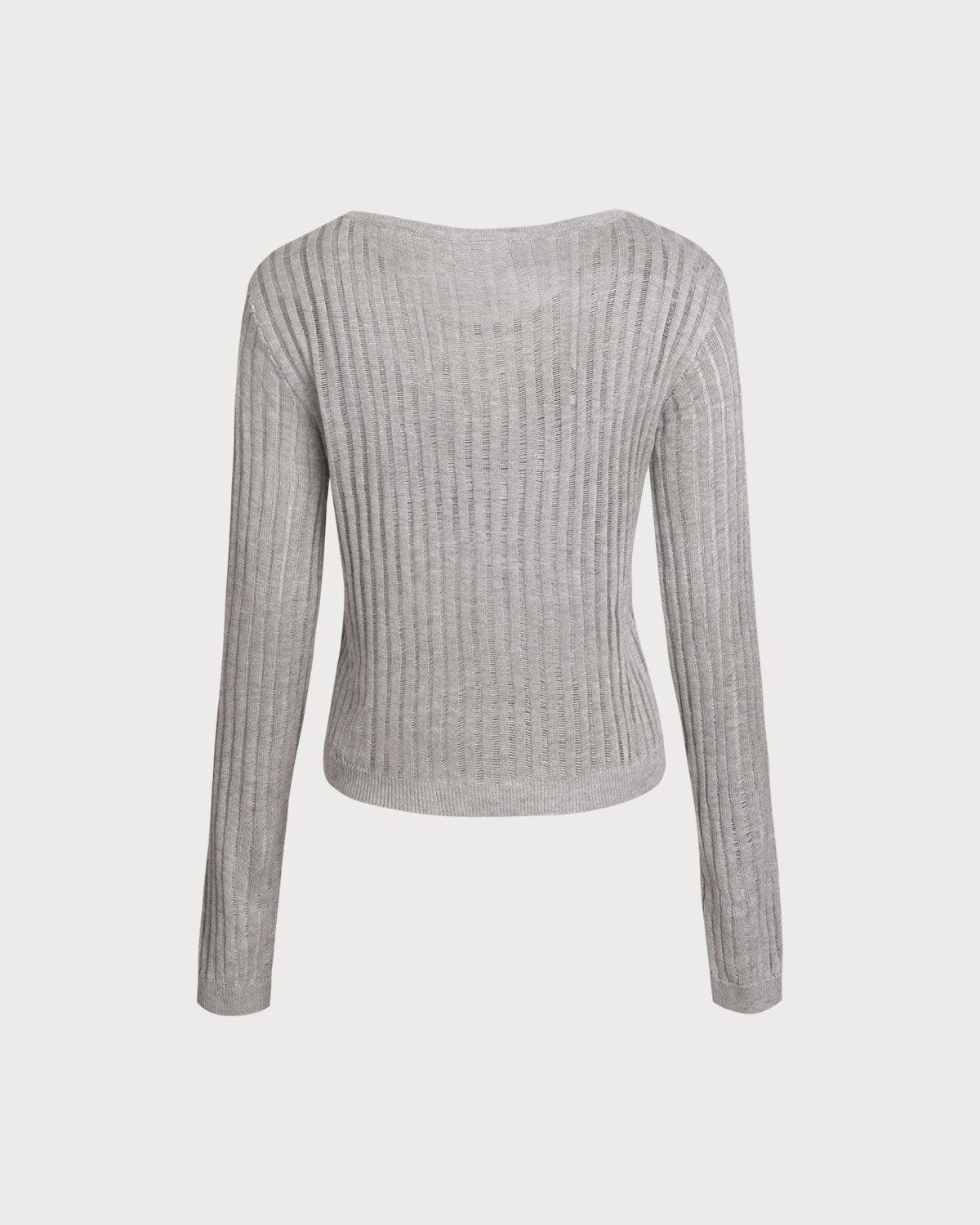 Grey Pullover Sweater Two-Piece Set Product Image