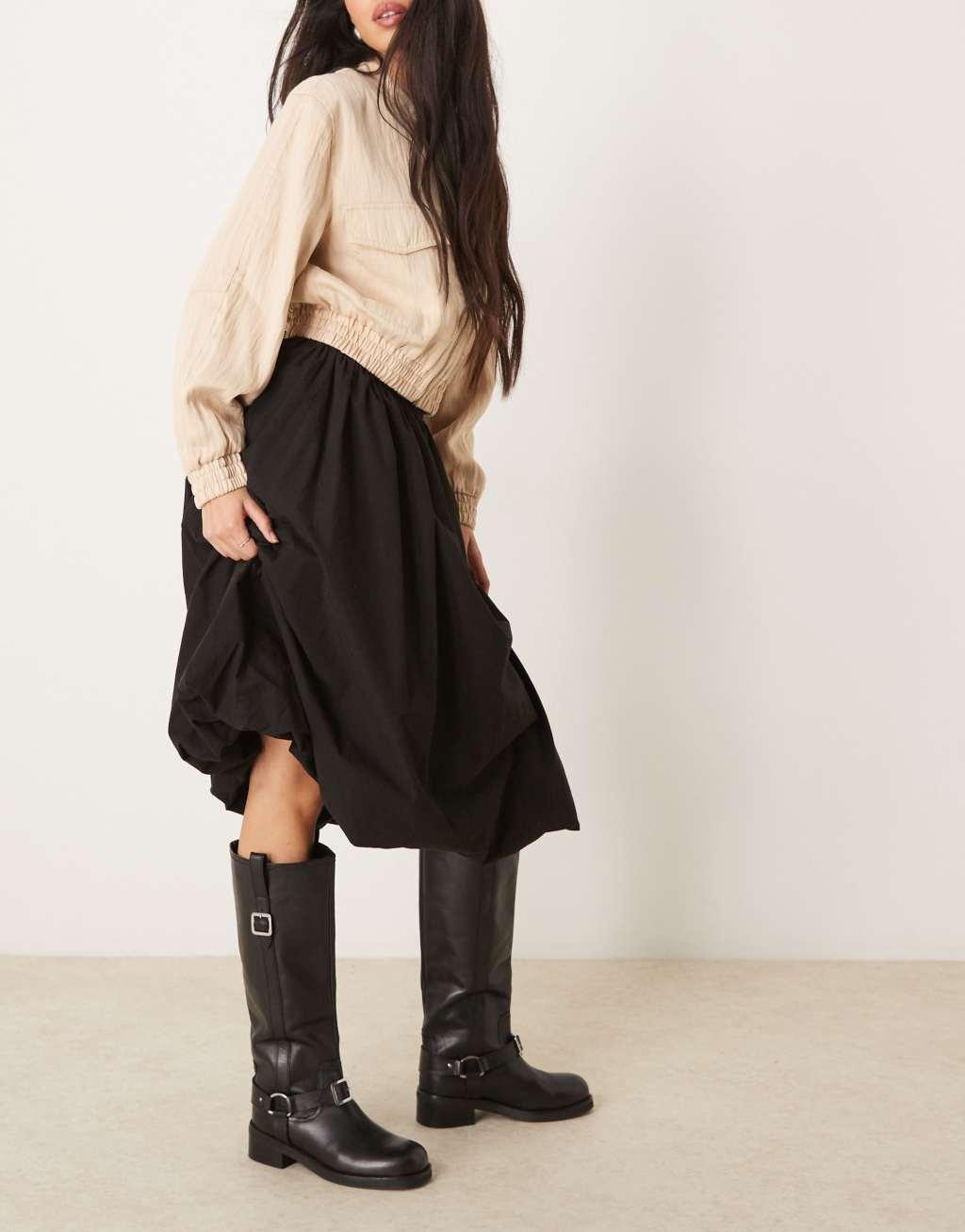 ASOS DESIGN puff ball midi skirt in black Product Image