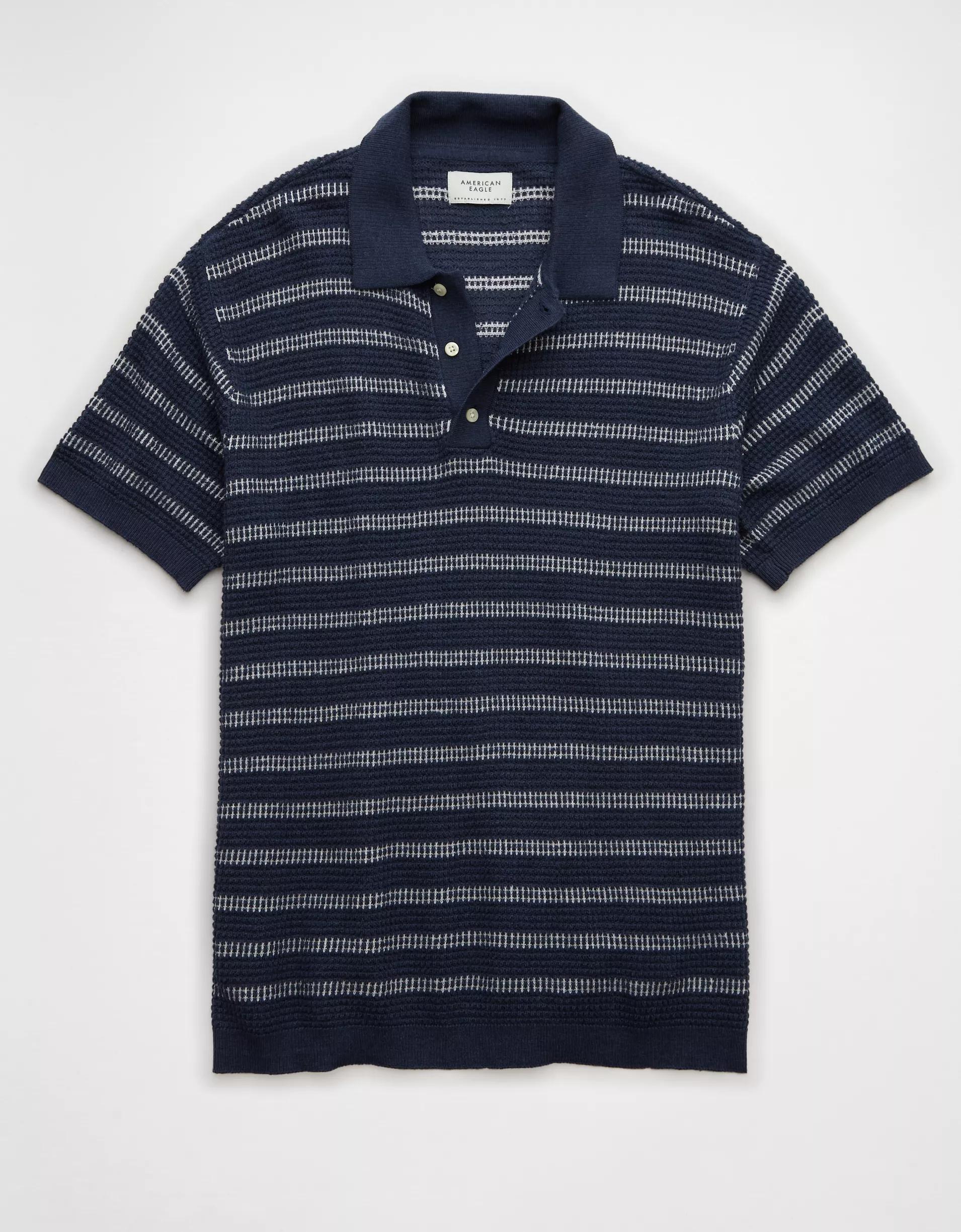 AE Weekend Striped Sweater Polo Shirt Product Image