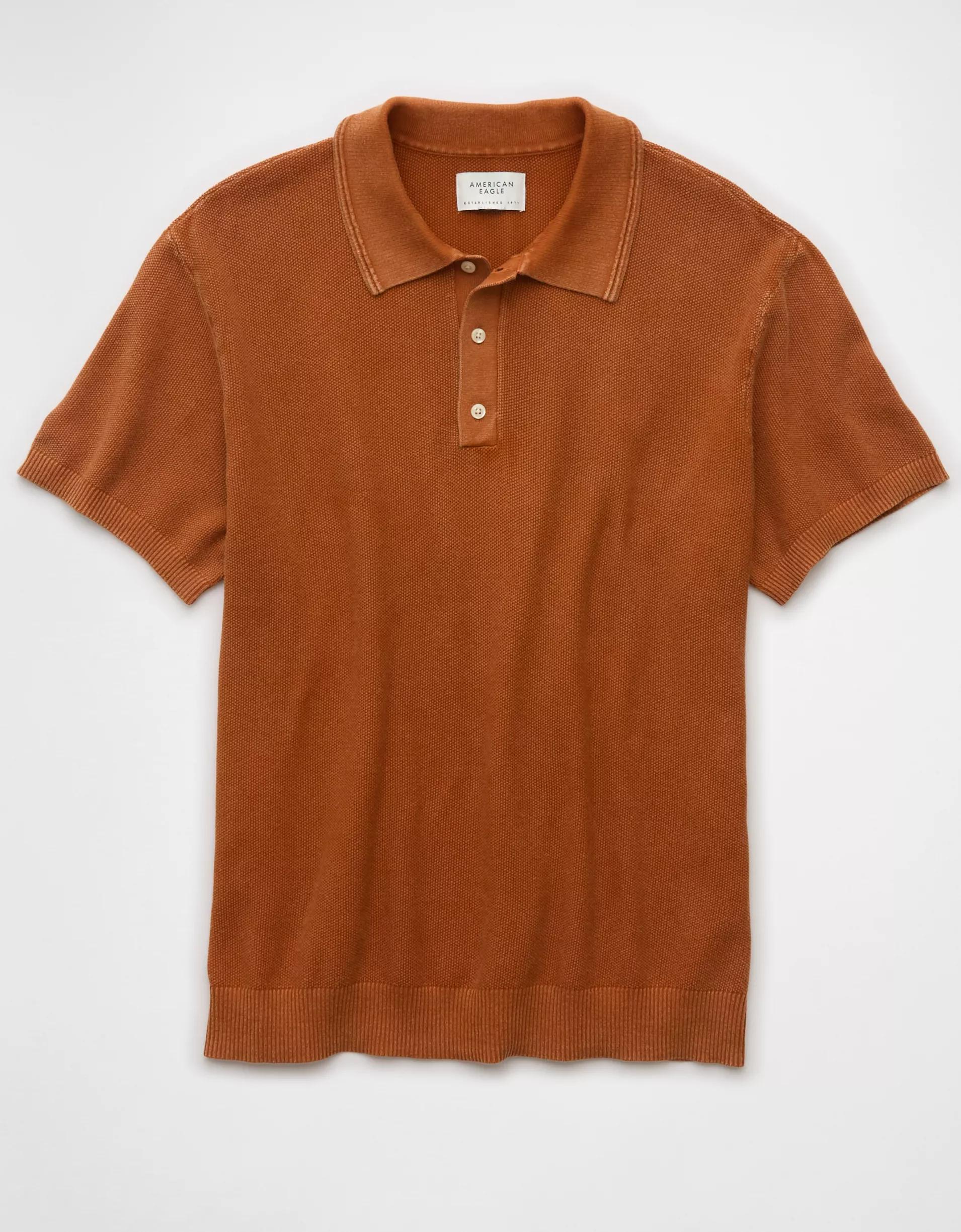 AE Weekend Washed Sweater Polo Shirt Product Image
