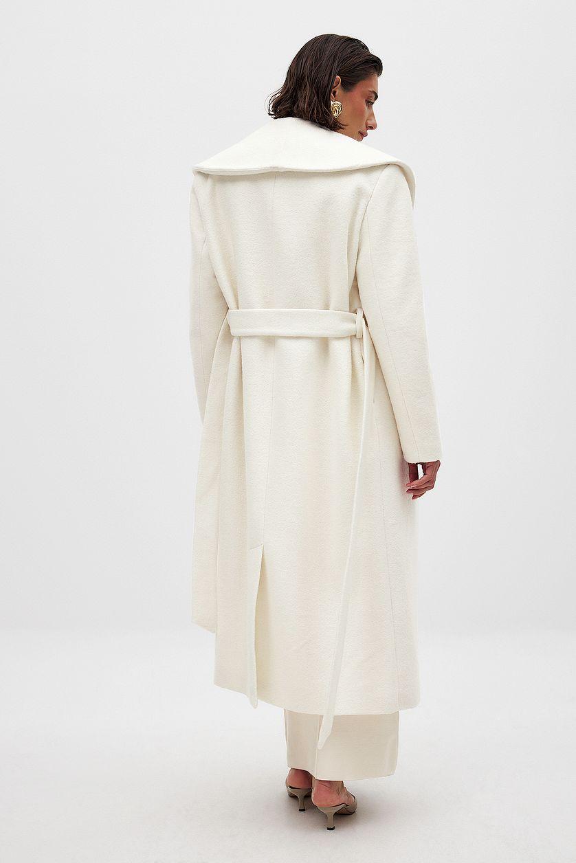 Wool Blend Wide Collar Maxi Coat Product Image
