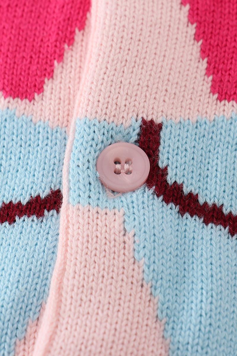 Pink bow tie cardigan sweater Product Image
