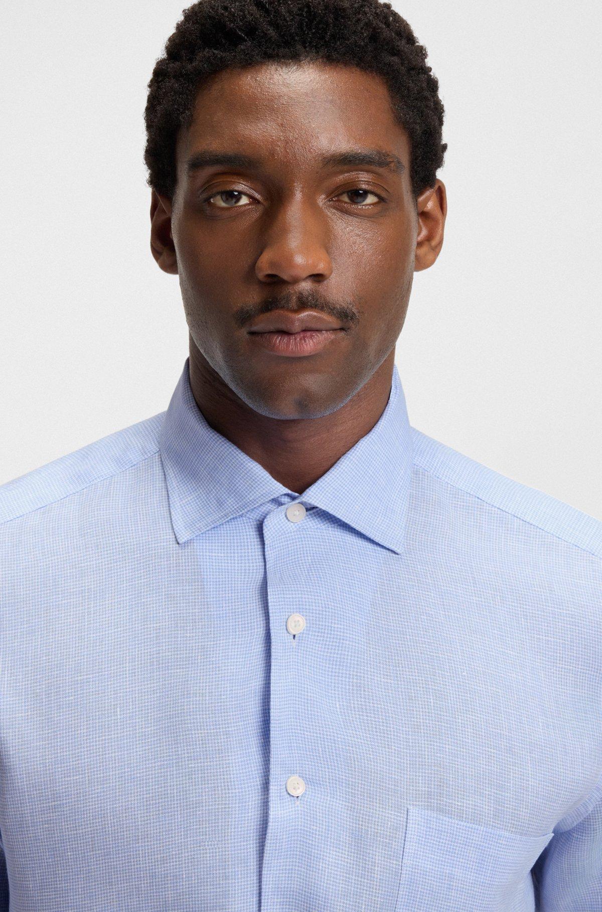 BOSS - BECKHAM x BOSS regular-fit shirt in 100% linen - Light Blue Product Image