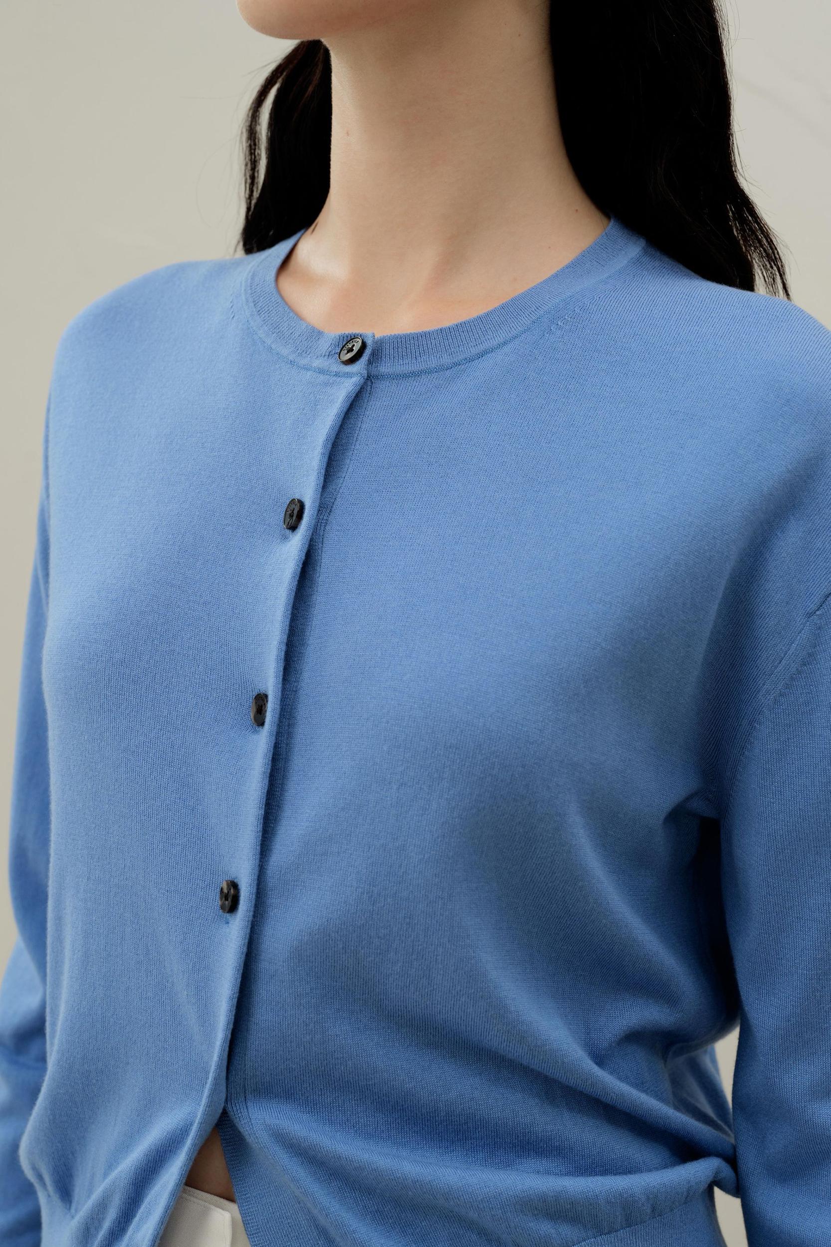 Round-neck Silk Cashmere Cardigan Product Image