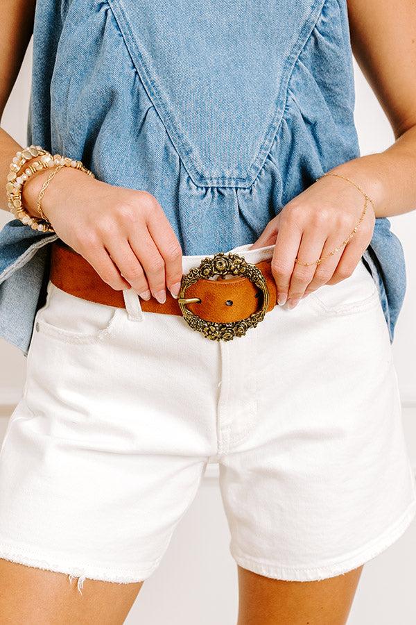 Chic Lifestyle Faux Suede Belt in Brown Product Image