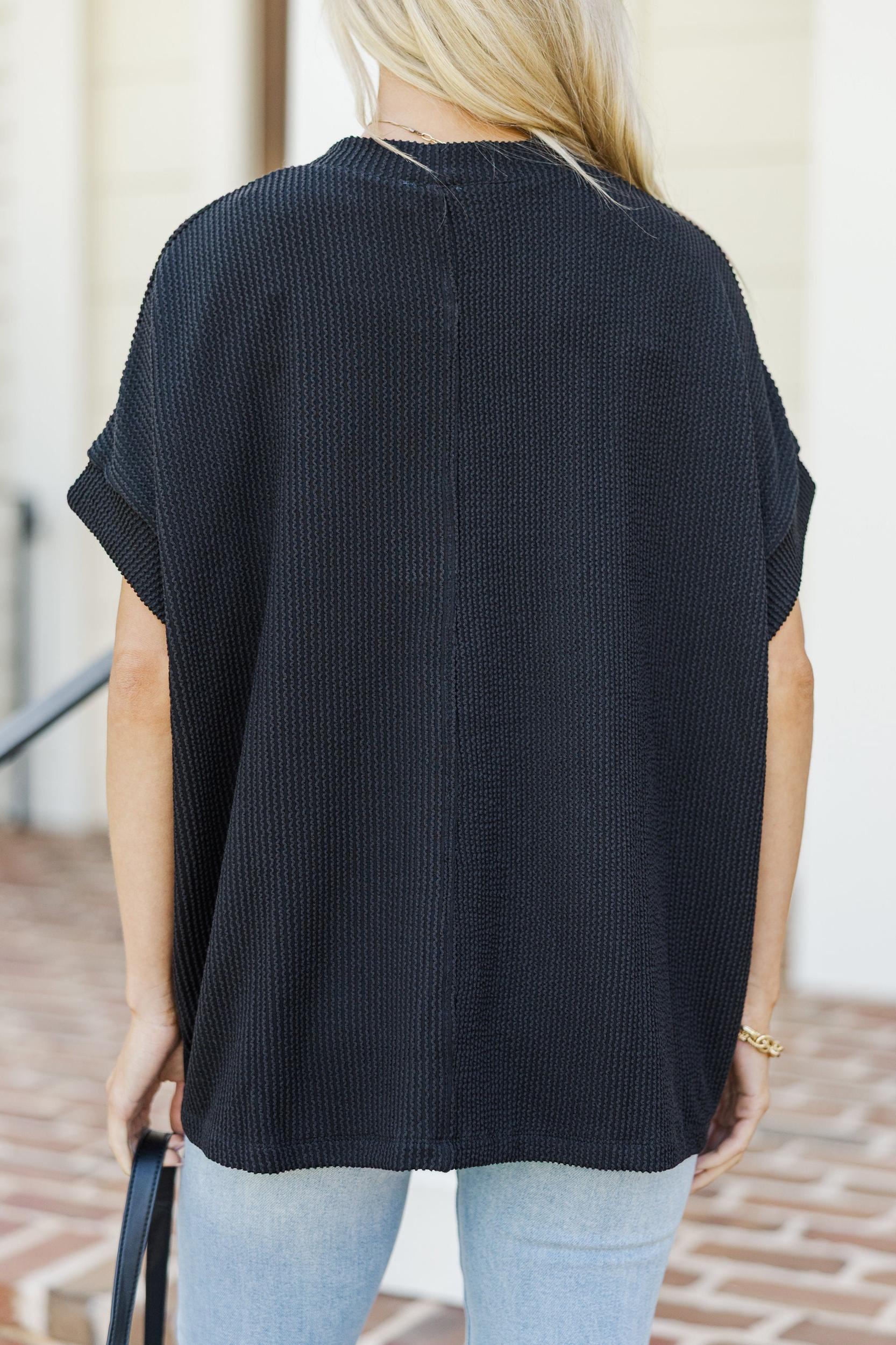 Catch On Black Ribbed Top Female Product Image