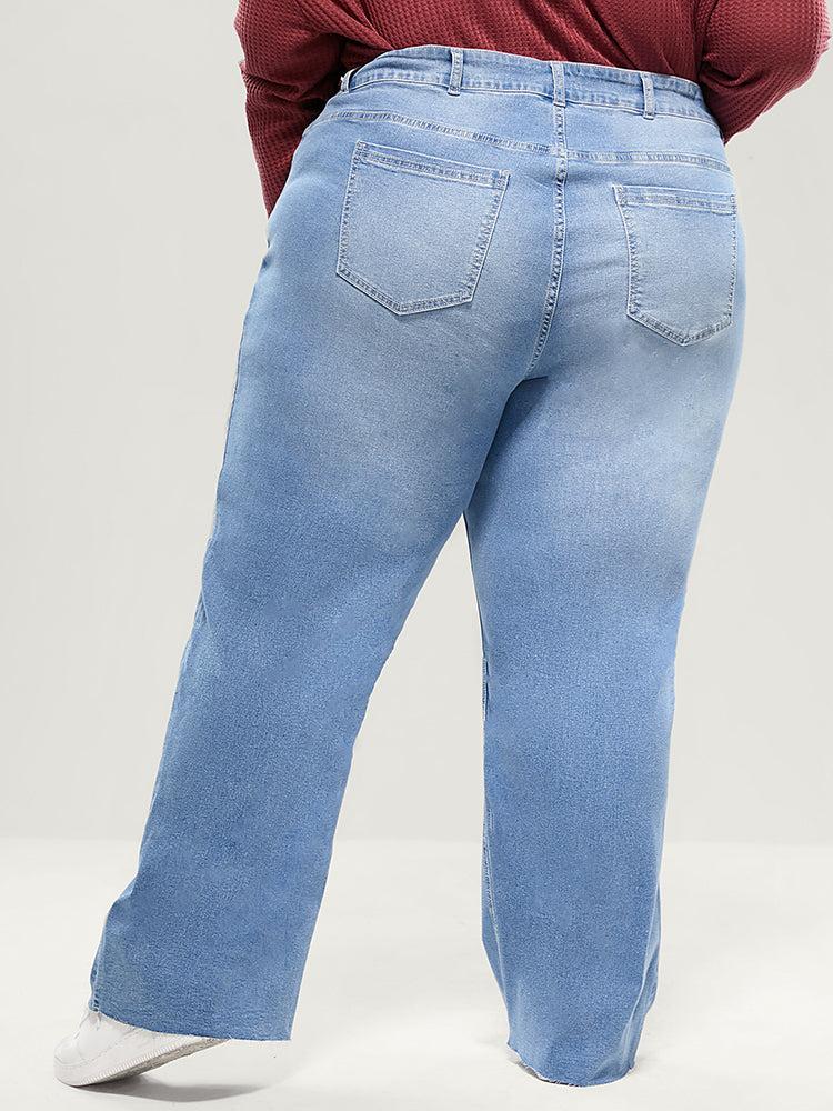 Boyfriend Wide Leg Slightly Stretchy High Rise Light Wash  Jeans Female Product Image