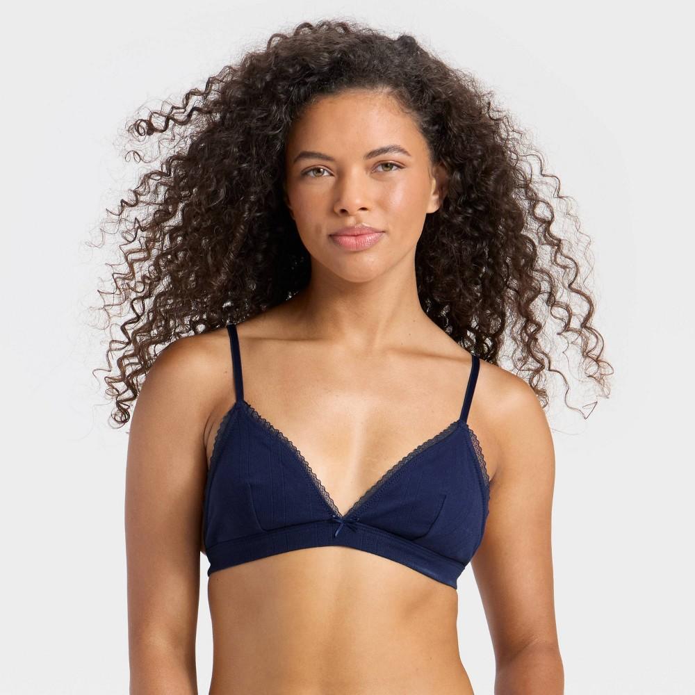 Women's Pointelle Triangle Bralette - Wild Fable™ Heathered Gray M Product Image