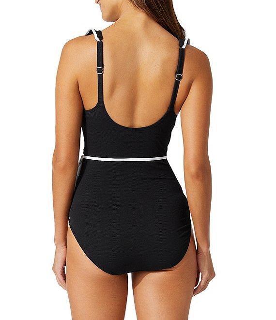 Tommy Bahama Island Cays Cabana Surplice V-Neck Ruffle Wrap One Piece Swimsuit Product Image