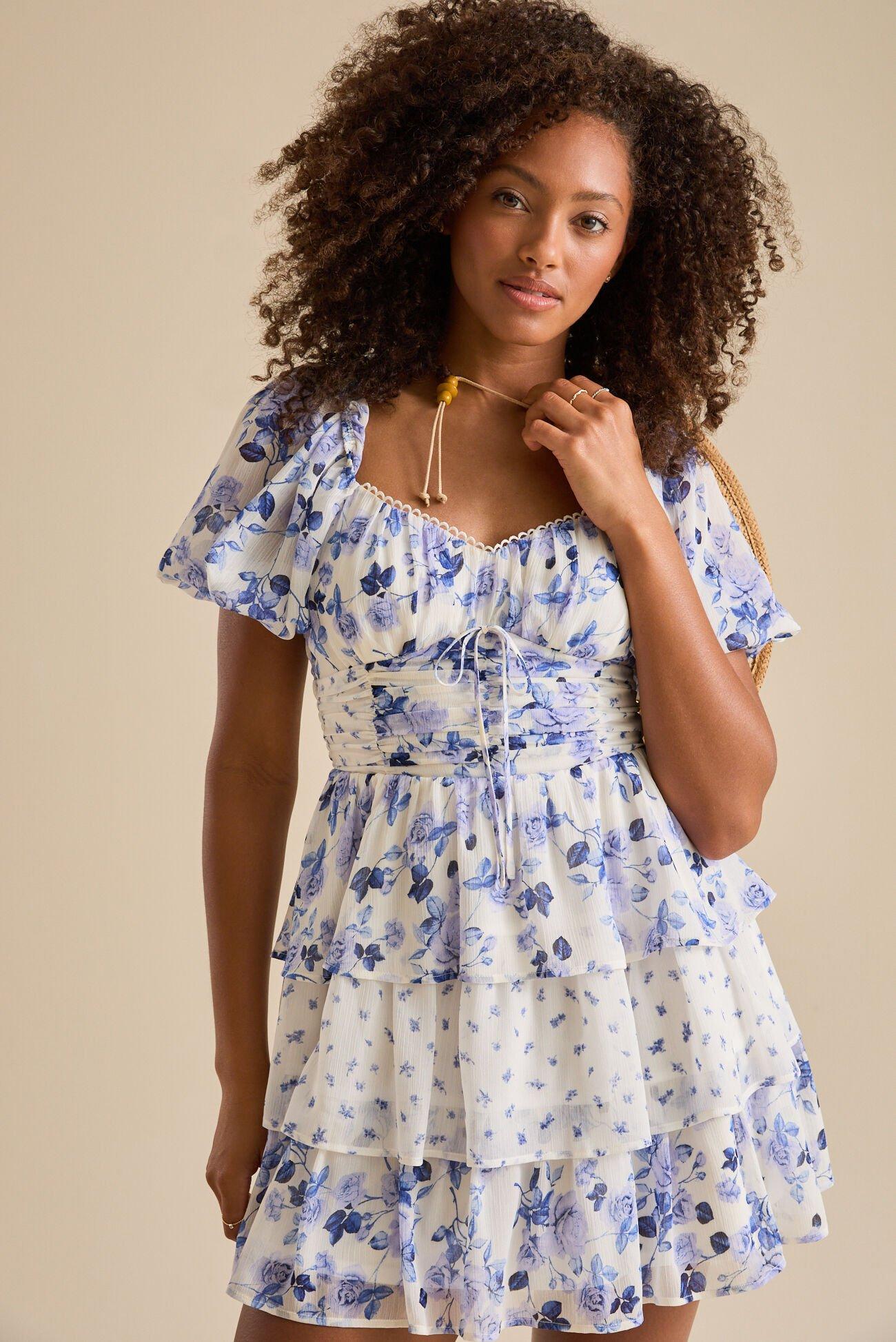 Mia Tiered Floral Mini Dress Product Image