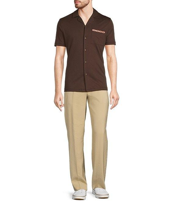 Murano Crocodile World Collection Slim Fit Embroidered Pocket Short Sleeve Woven Camp Shirt Product Image