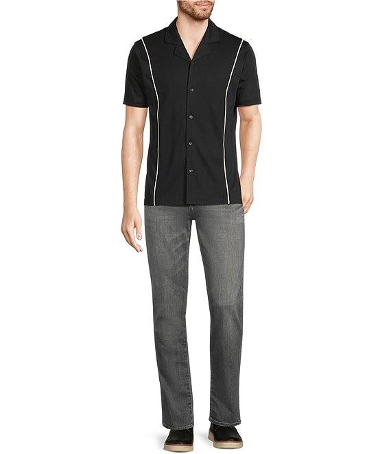 Murano Big & Tall Liquid Luxury Slim Fit Textured Coatfront Short Sleeve Woven Camp Shirt Product Image