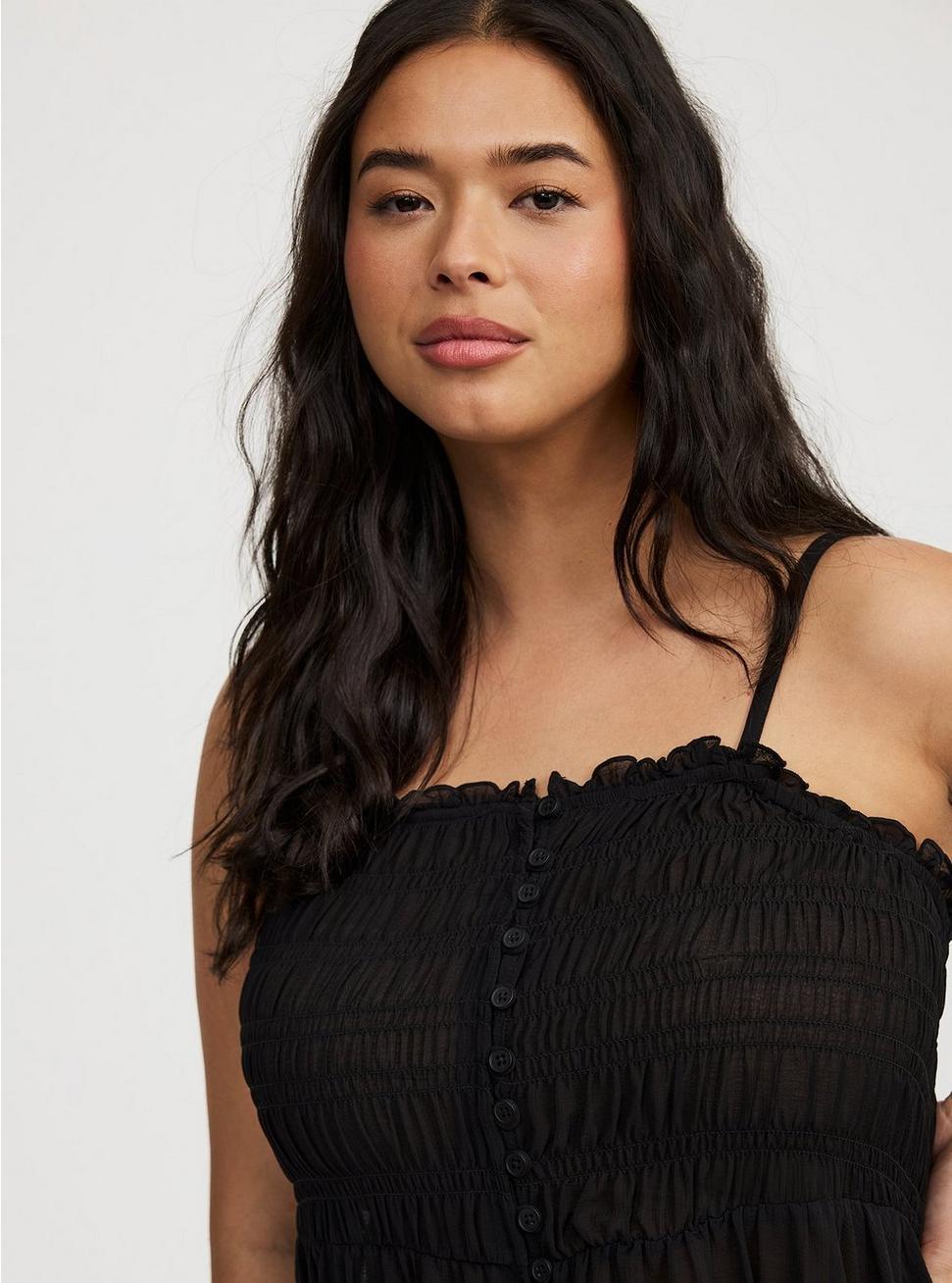 Button-Front Smocked Tunic Cami Product Image