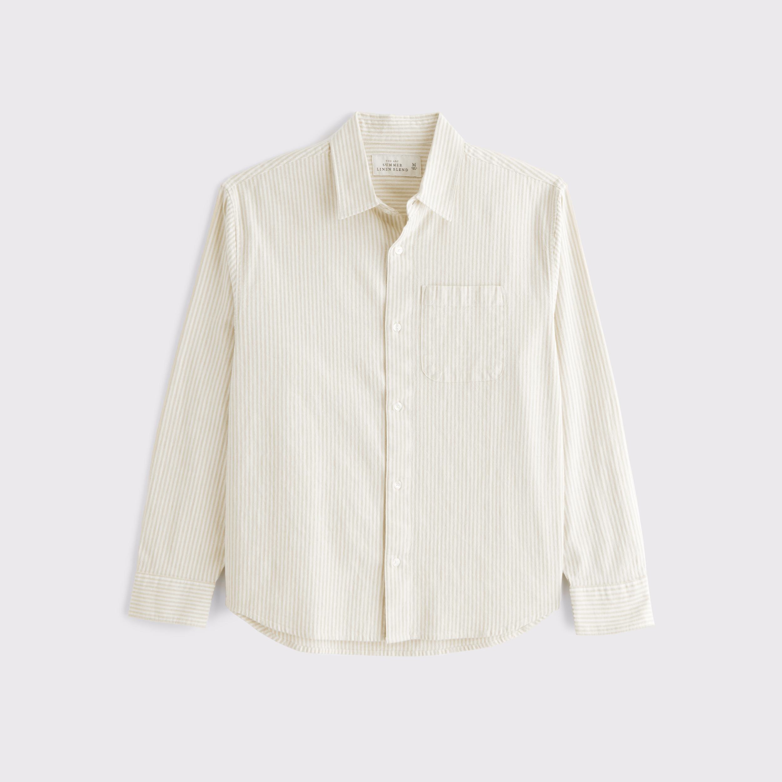 Summer Linen-Blend Button-Up Shirt Product Image