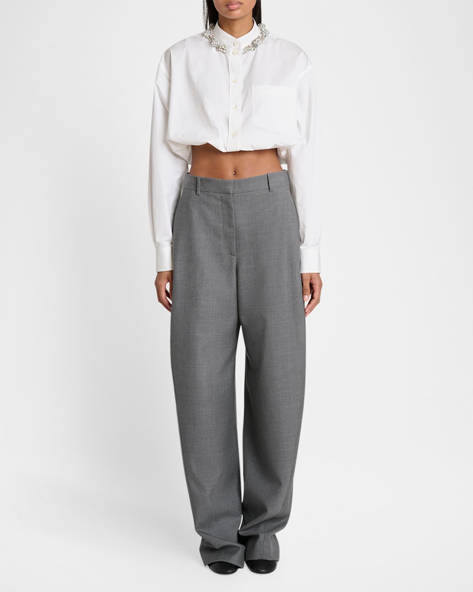 Crystal Button-Down Crop Balloon Shirt Product Image