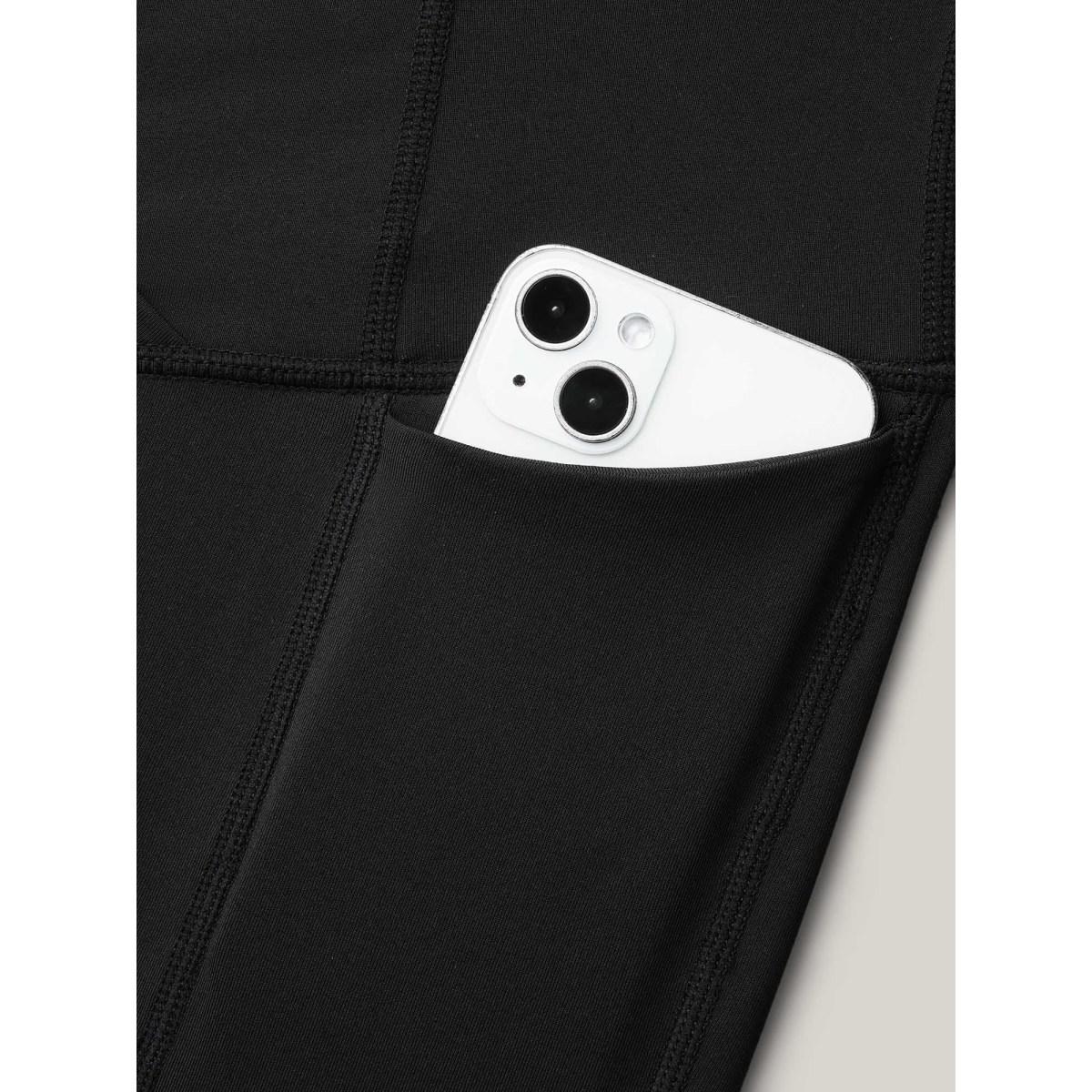 Plus Size Criss-Cross Waist Pocket Tight Pants Women Black Elegant High stretch Skinny Mid Rise Everyday Leggings BloomChic 22-24/3X Product Image