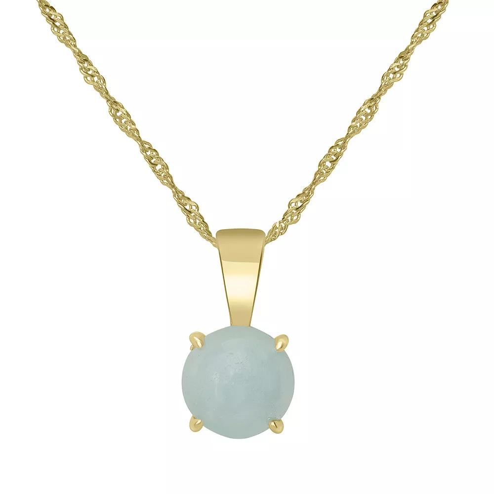 Gemistry 14k Gold over Sterling Silver Stone Round Pendant Necklace, Women's, Size: 18-20" ADJ, Amazonite Product Image