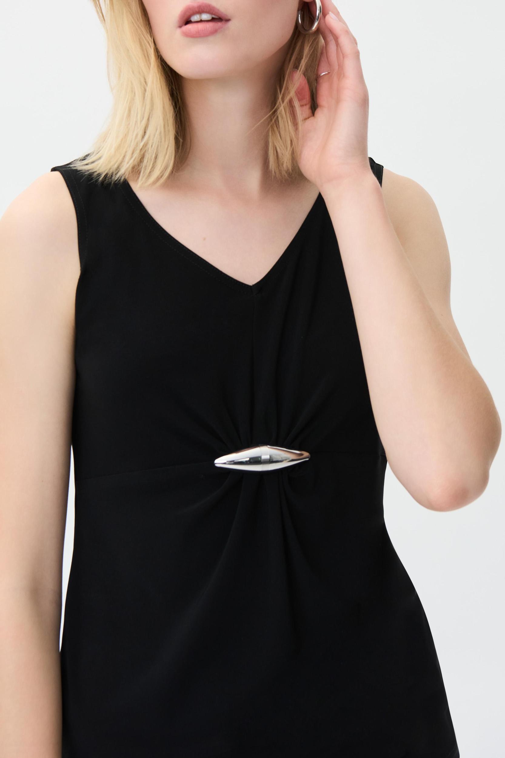 Joseph Ribkoff V-Neck Top with Hardware Detail Product Image