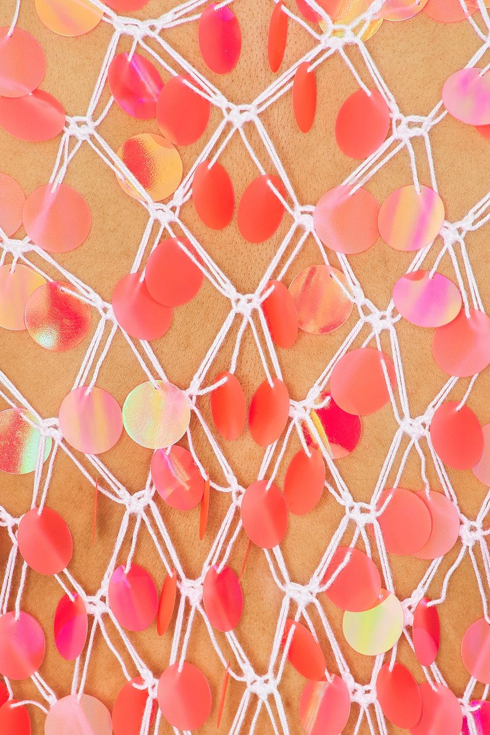 Sequin Crochet Mini Pullover Dress MILLY Product Image