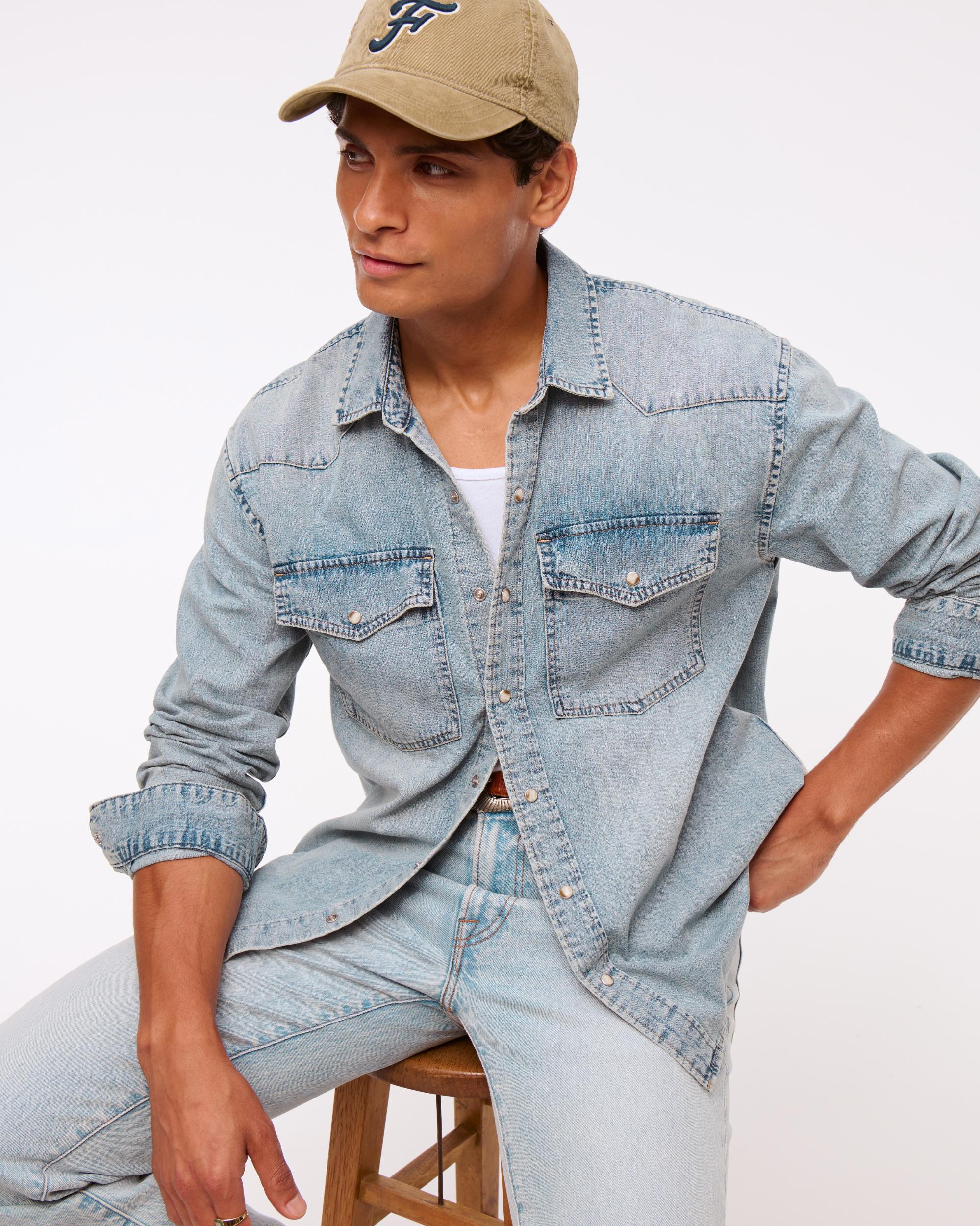 Denim Button-Up Shirt Product Image