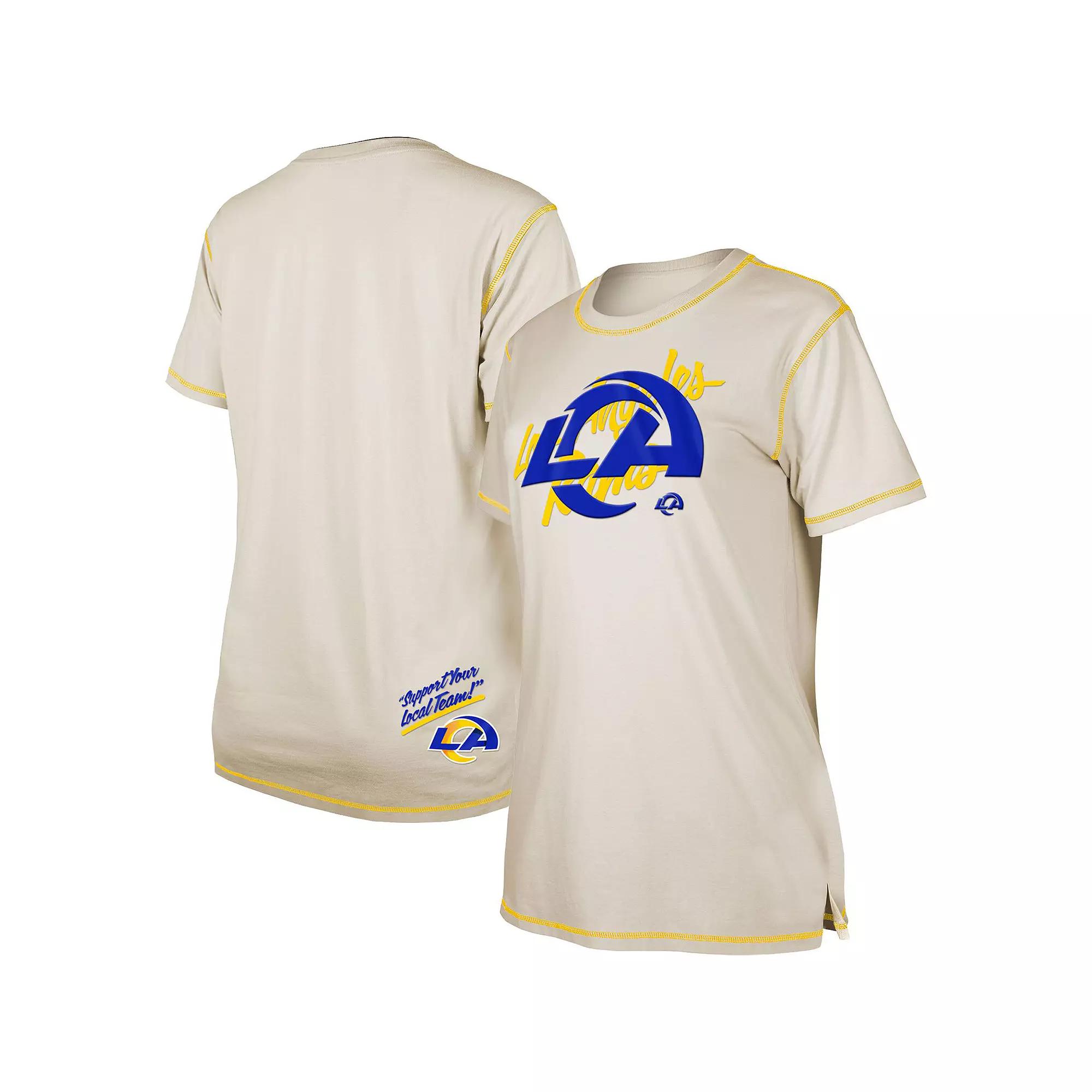 Women's New Era Cream Los Angeles Rams Split T-Shirt,  Product Image