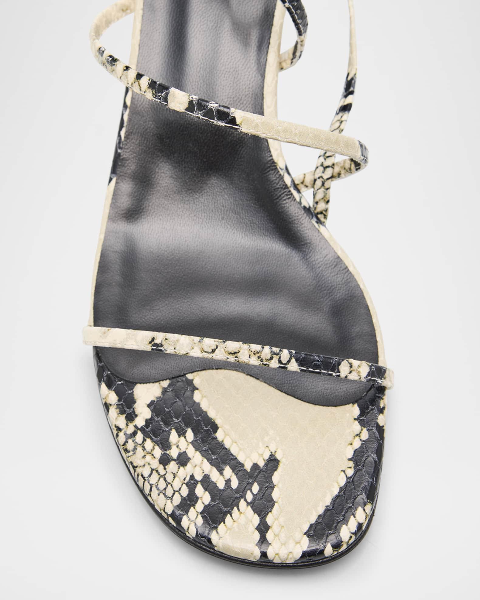 Strappy Python-Embossed Kitten Sandals Product Image