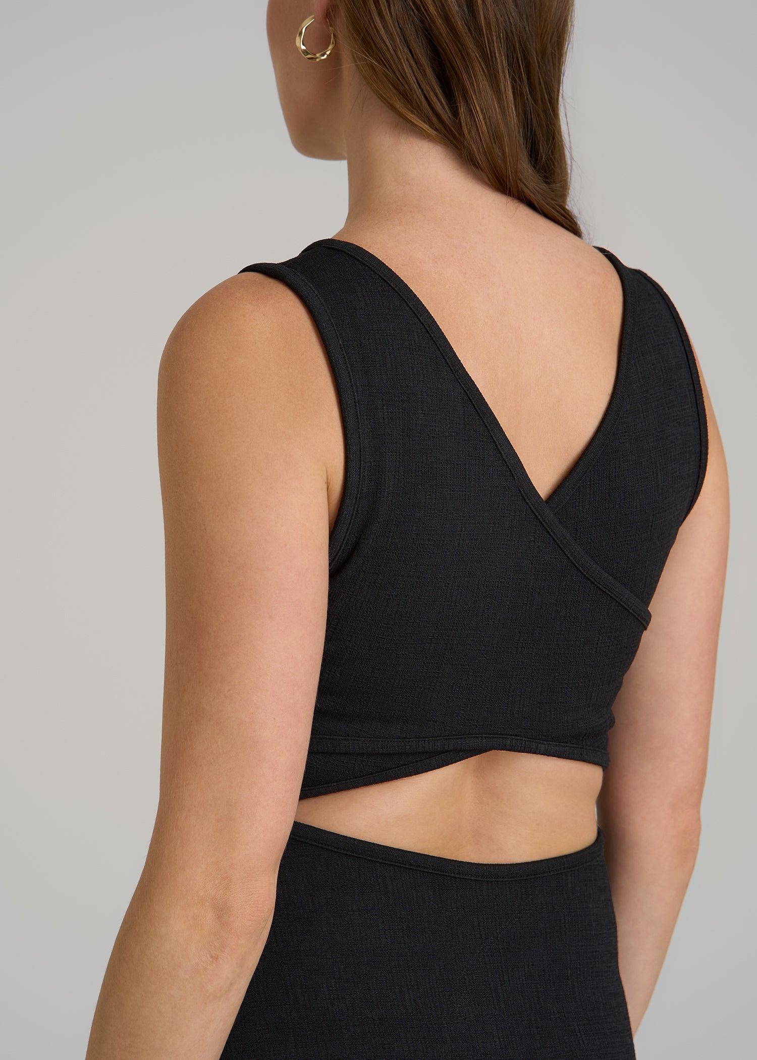 Midi Cross Back Sleeveless Dress for Tall Women in Black Female Product Image