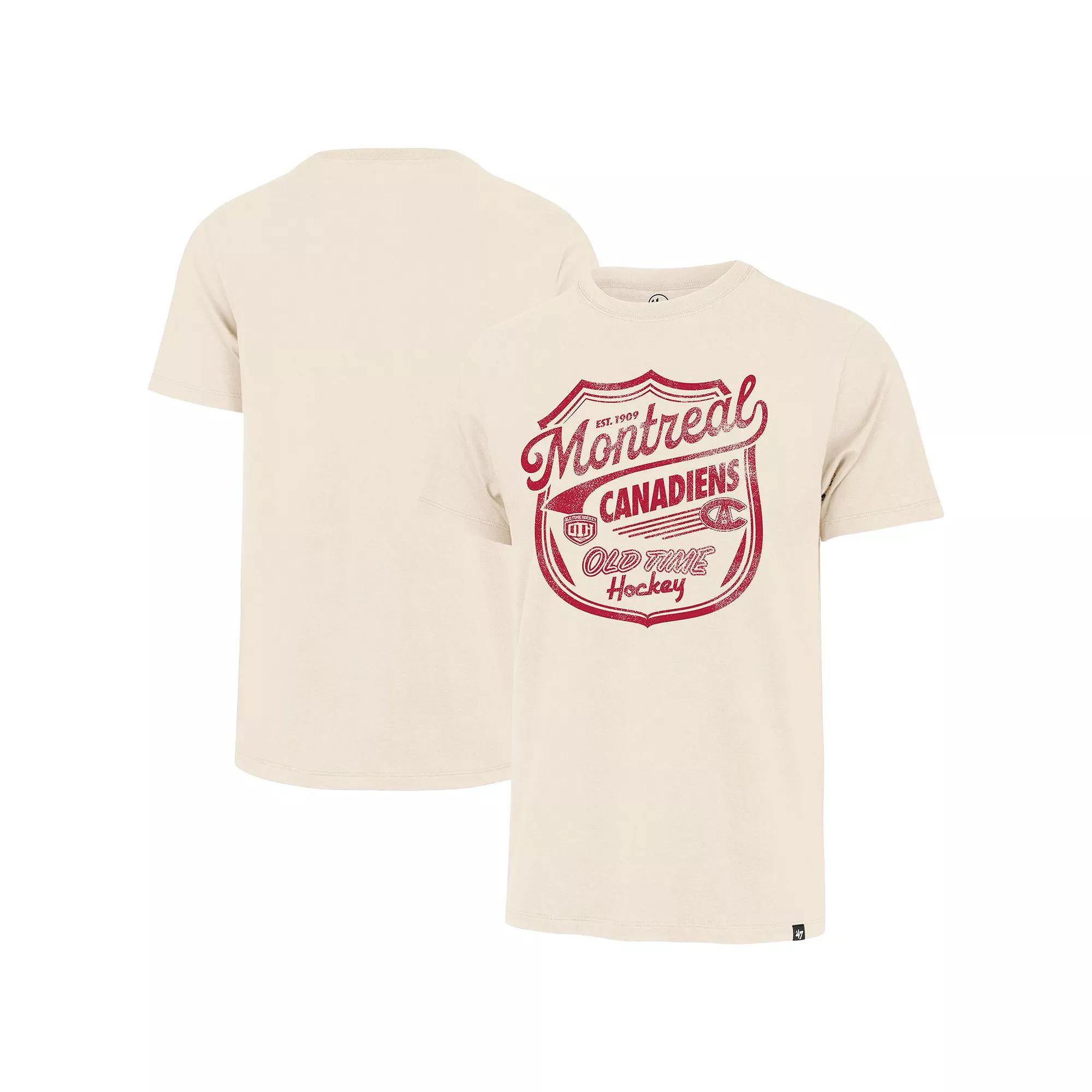 Men's '47  Cream Montreal Canadiens Poke Check Franklin T-Shirt, Size: 2XL, Cnd Beige Product Image