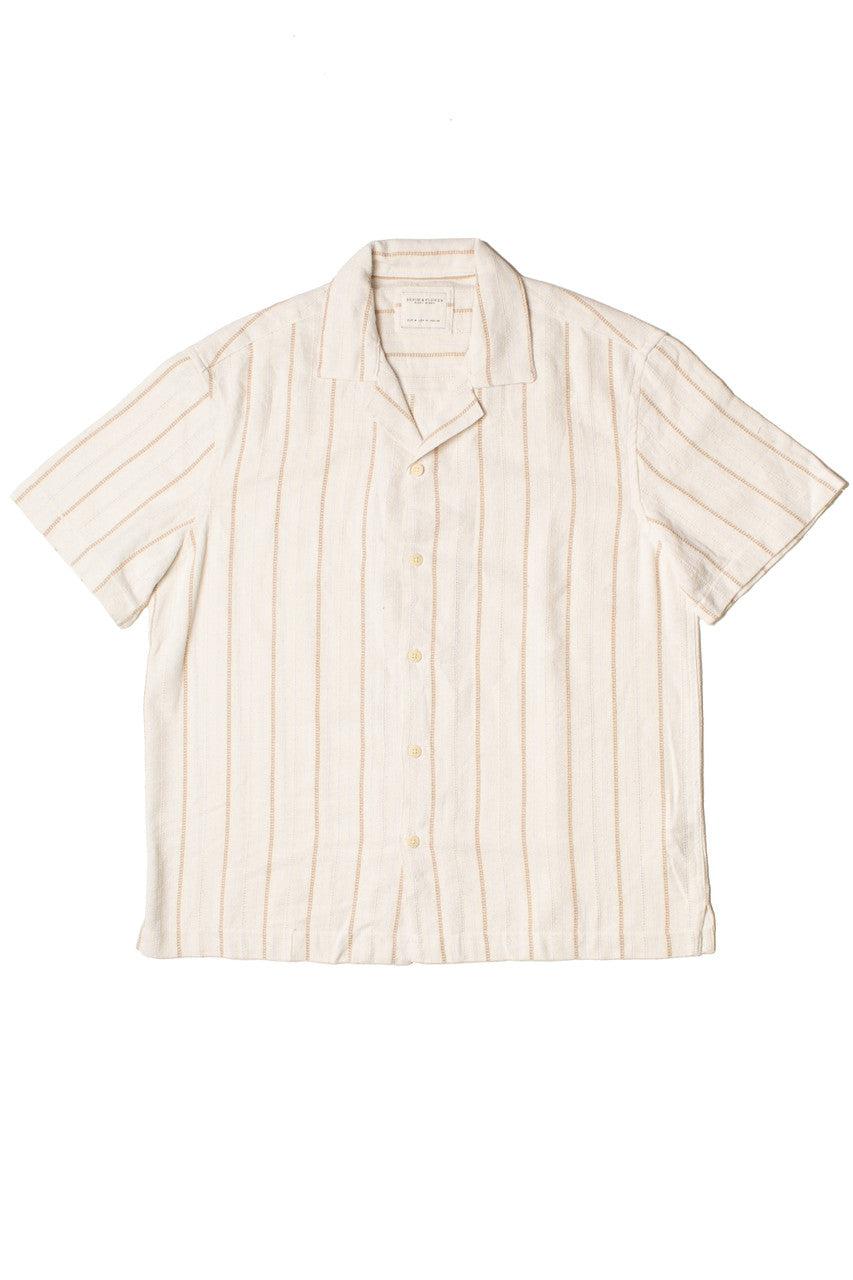 Cream Striped Woven Button Up Shirt Product Image