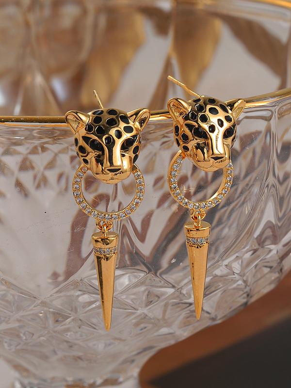 Geometric Leopard Eardrop Earrings Accessories Product Image